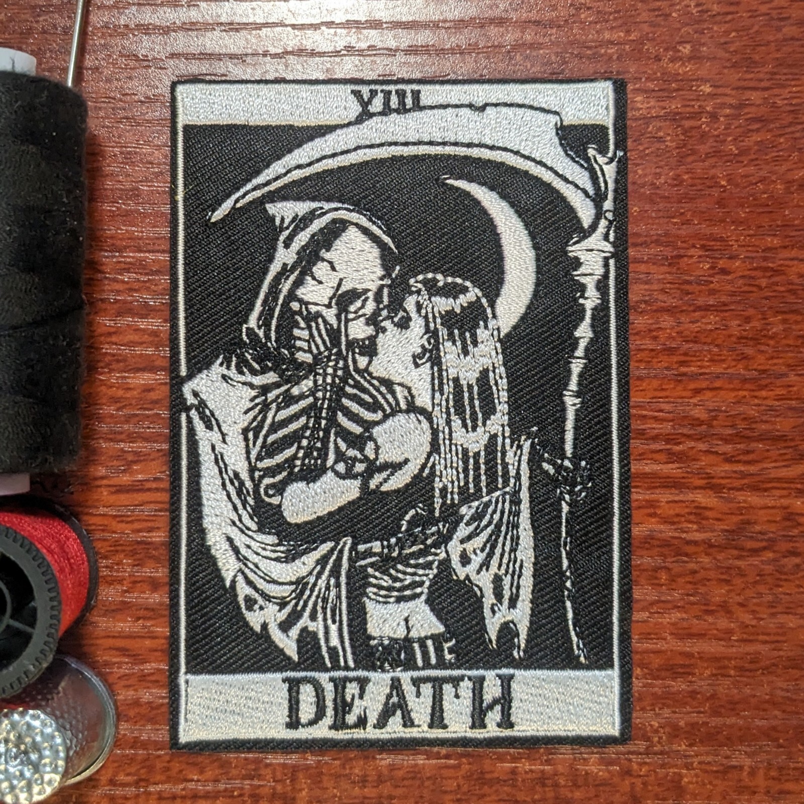 Kiss Of Death Patch Tarot Card Goth Punk Death Embroidered Iron On Patch 3.5x2.5 Kiss Of Death Patch Tarot Card Goth Punk Death Embroidered Iron On Patch 3.5x2.5