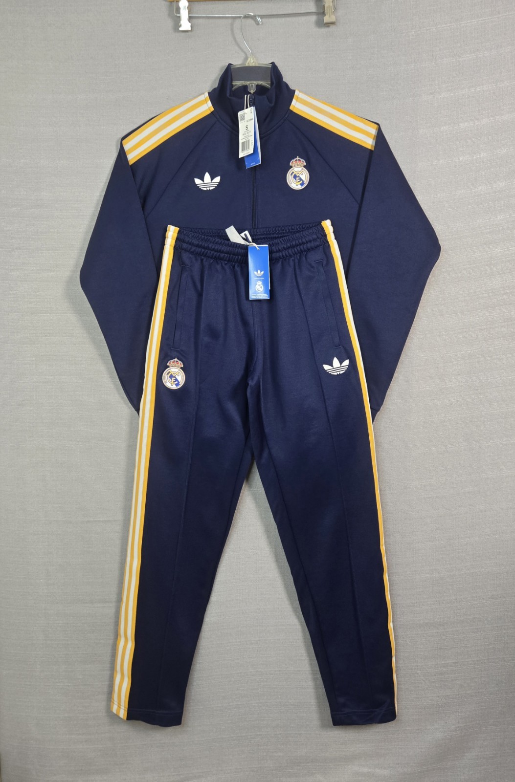 Adidas Real Madrid CF Tracksuit Jacket & Pants Set Small Mens Blue Soccer Zip