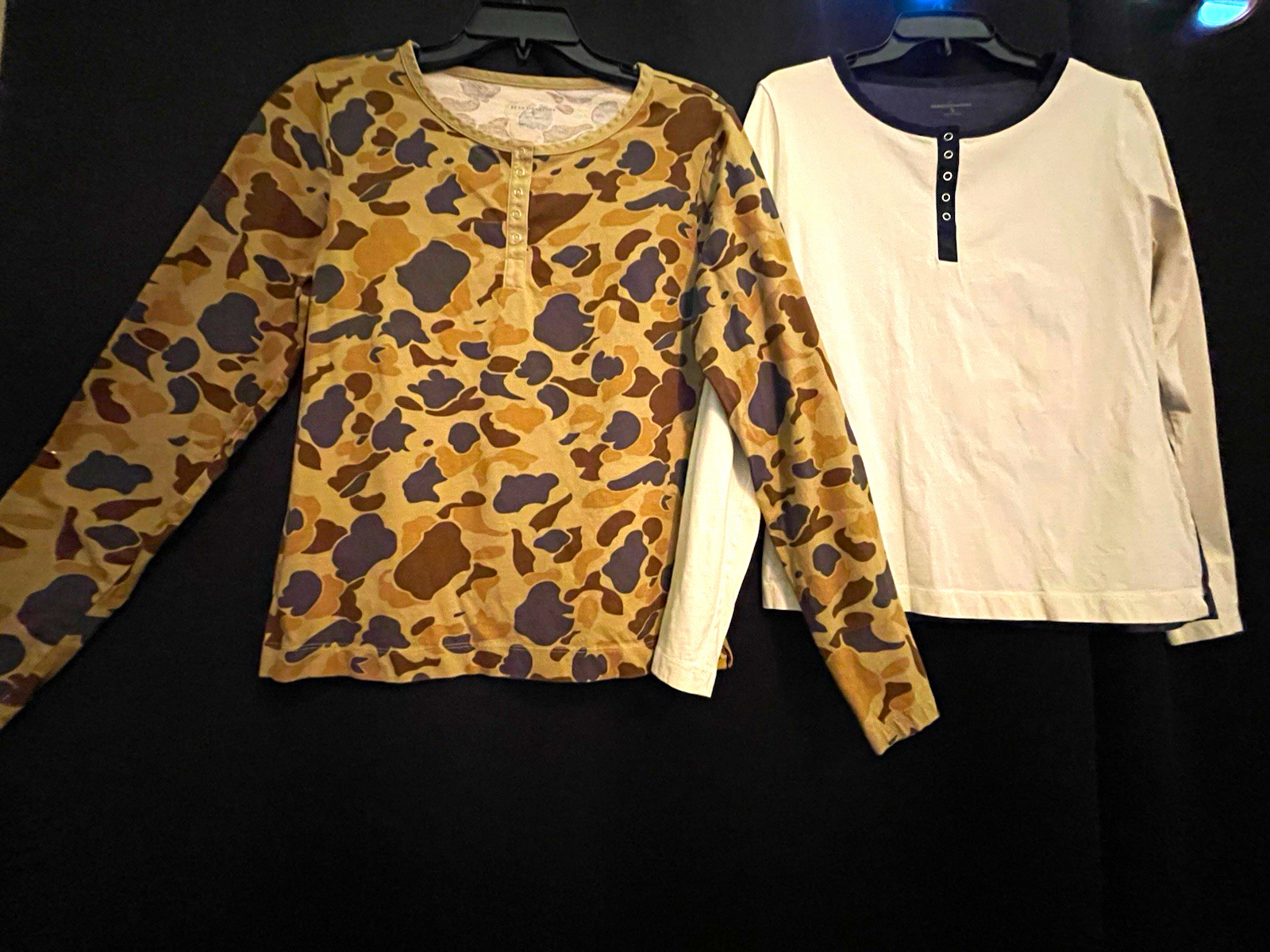 L.L. Bean Signature Lot of 2 Women’s Size S Long Sleeve Henley Camo Tops