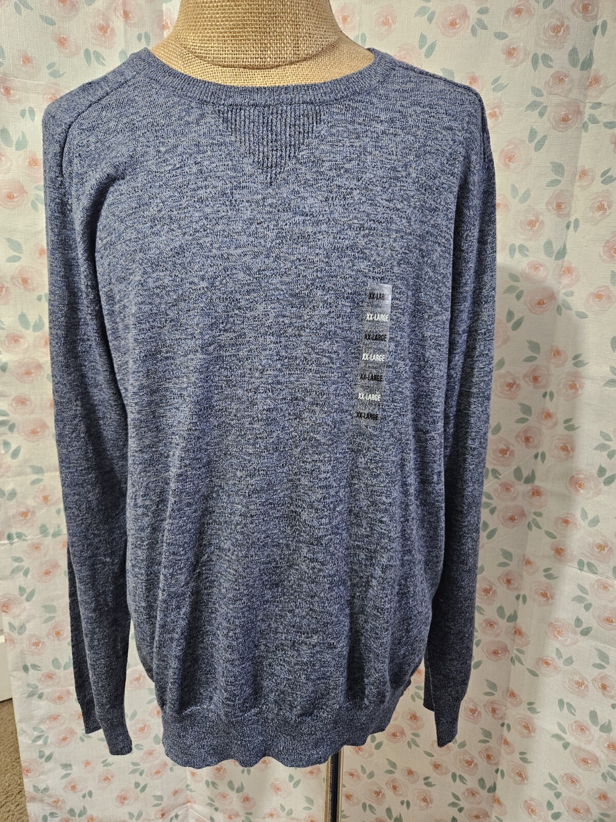 SONOMA, MEN\'S NEW BLLUE COTTON BL LONG SLEEVE CREW NECK HEATHERED SWEATER SZ XXL SONOMA, MEN\'S NEW BLLUE COTTON BL LONG SLEEVE CREW NECK HEATHERED SWEATER SZ XXL