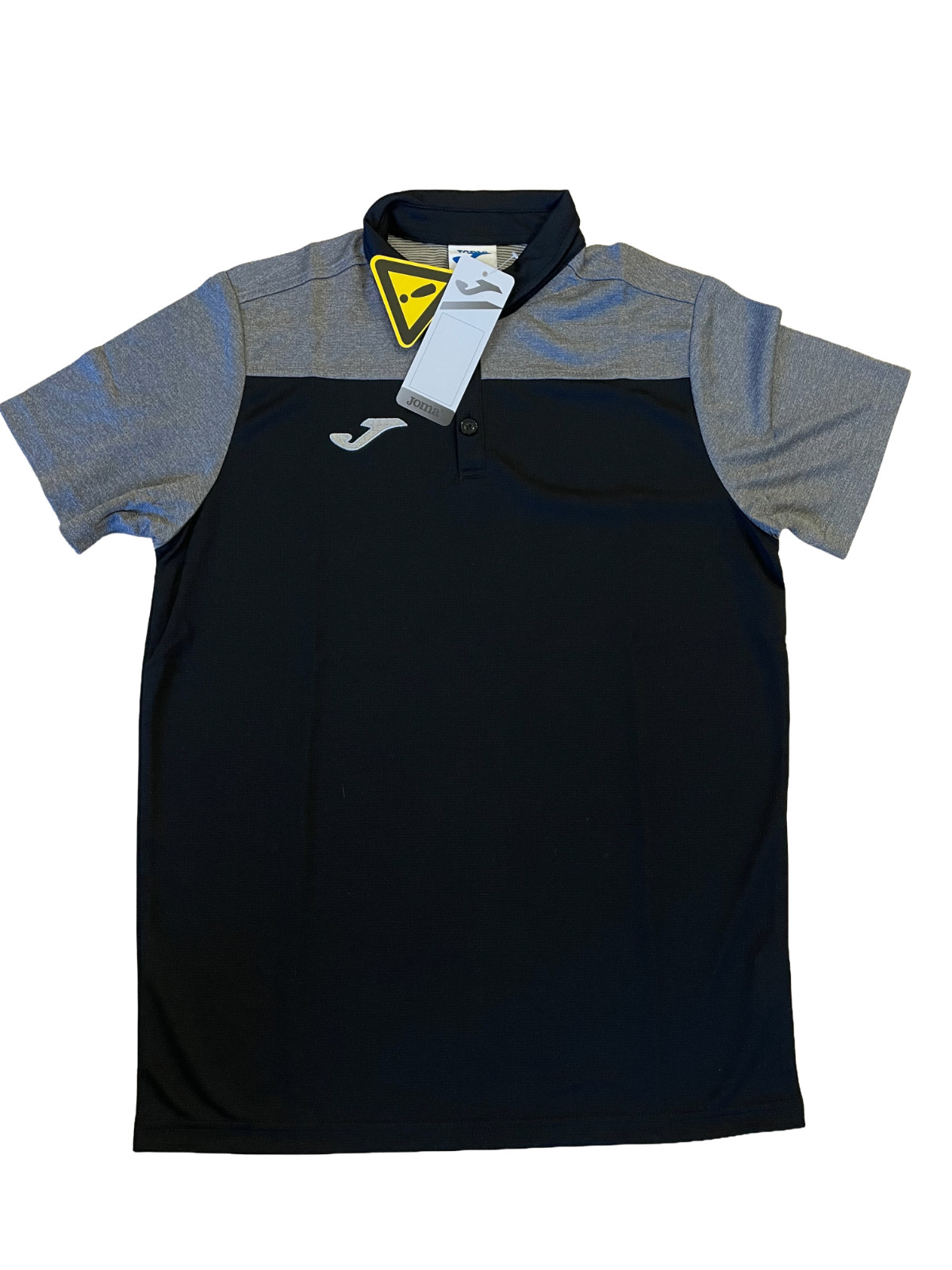 Joma Men\'s Colorblock Short Sleeve Hobby Polo Shirt Black Gray NWT