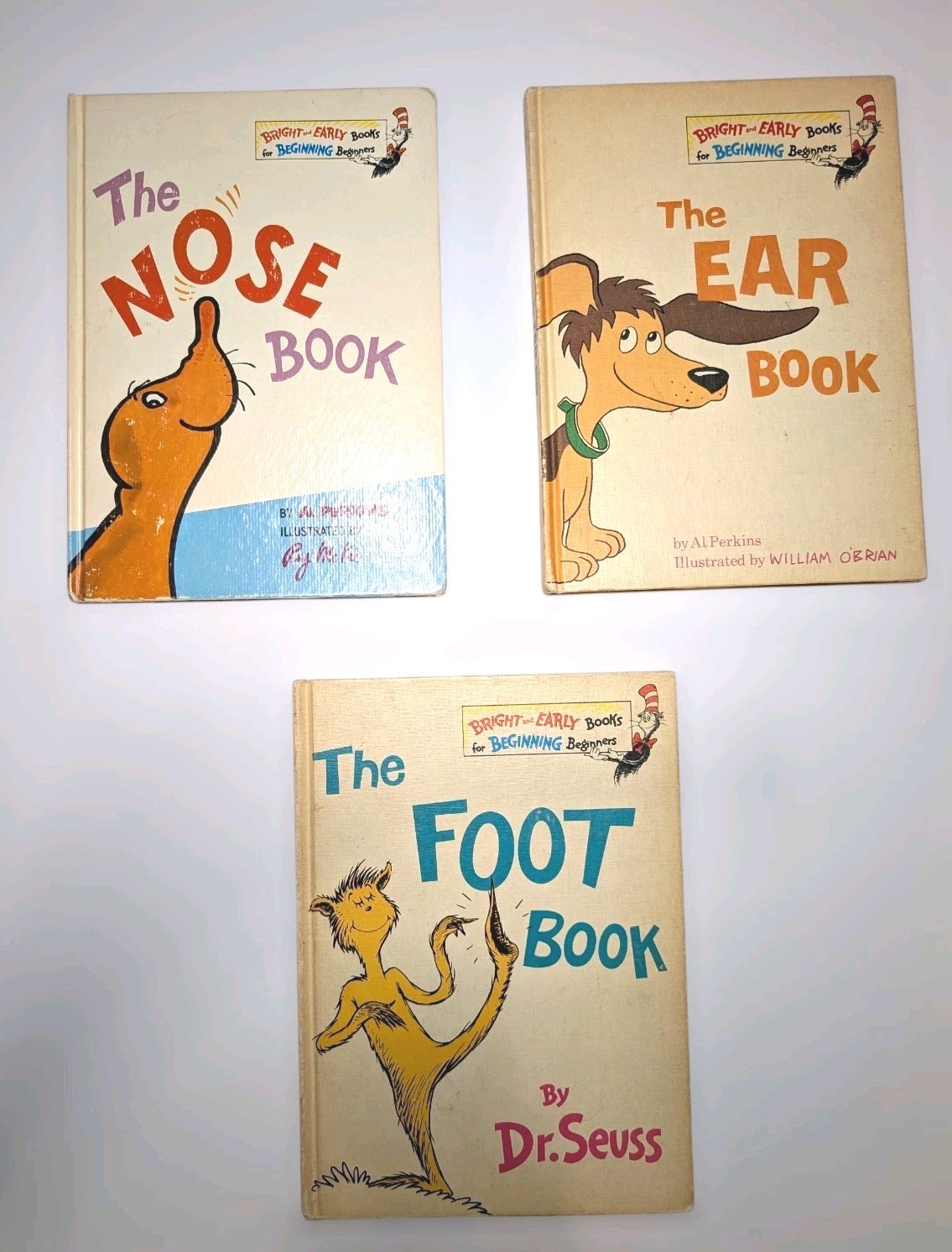 Vintage Bright & Early Books Lot 3 Dr Seuss Foot Book Nose Book Ear Book 1968 Vintage Bright & Early Books Lot 3 Dr Seuss Foot Book Nose Book Ear Book 1968
