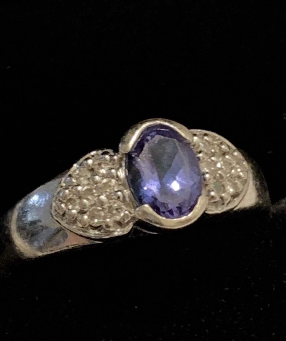 LeVian Solid 14K 14Kt White Gold Natural Tanzanite Diamond Women’s Ring 6.25