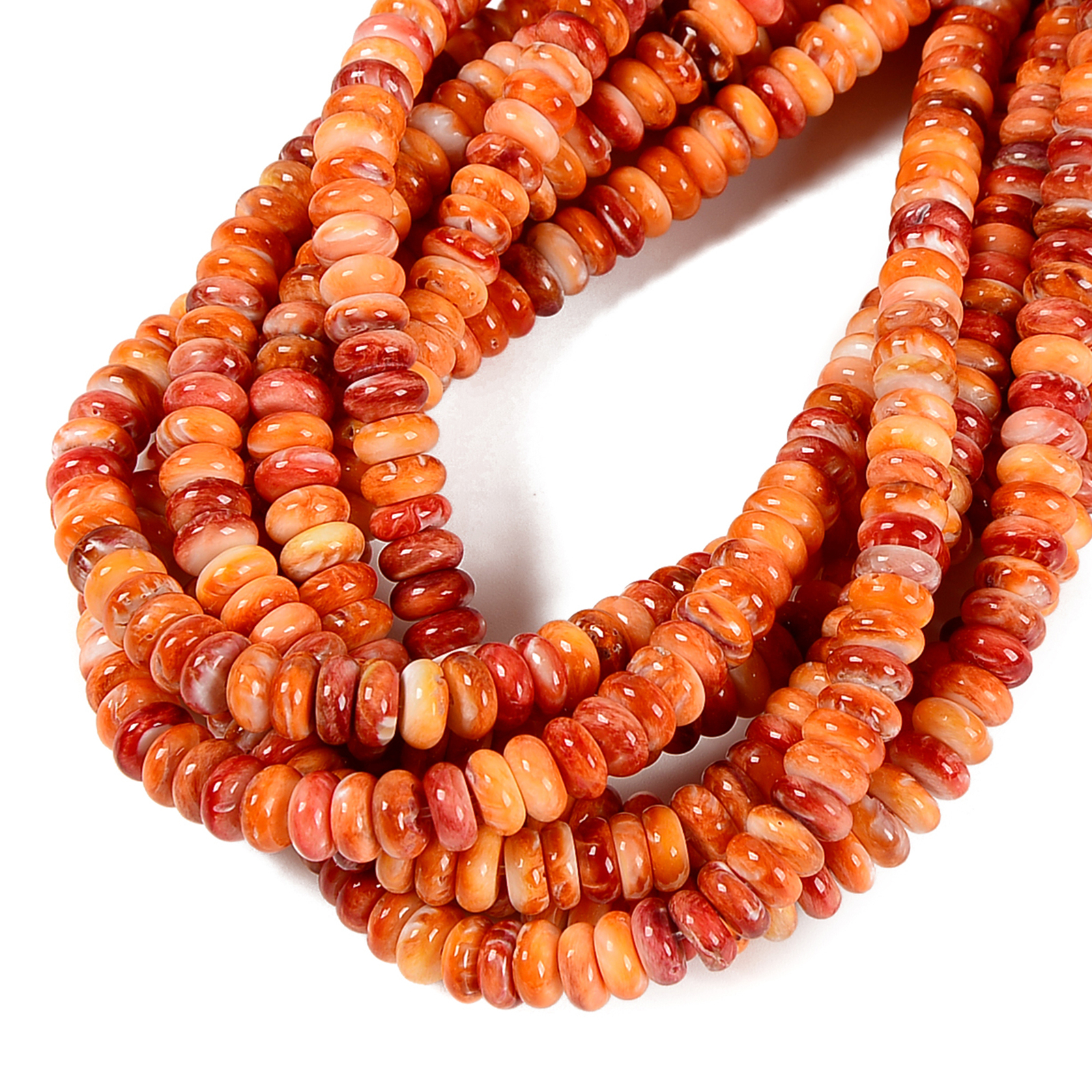 Natural Spiny Oyster Smooth Rondelle Beads Size 4x6mm 5x8mm 3x10mm 15.5'' Strand