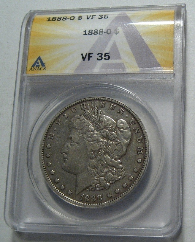 = 1888-O VF35 ANACS MORGAN Dollar, Certified, Super EYE Appeal, 