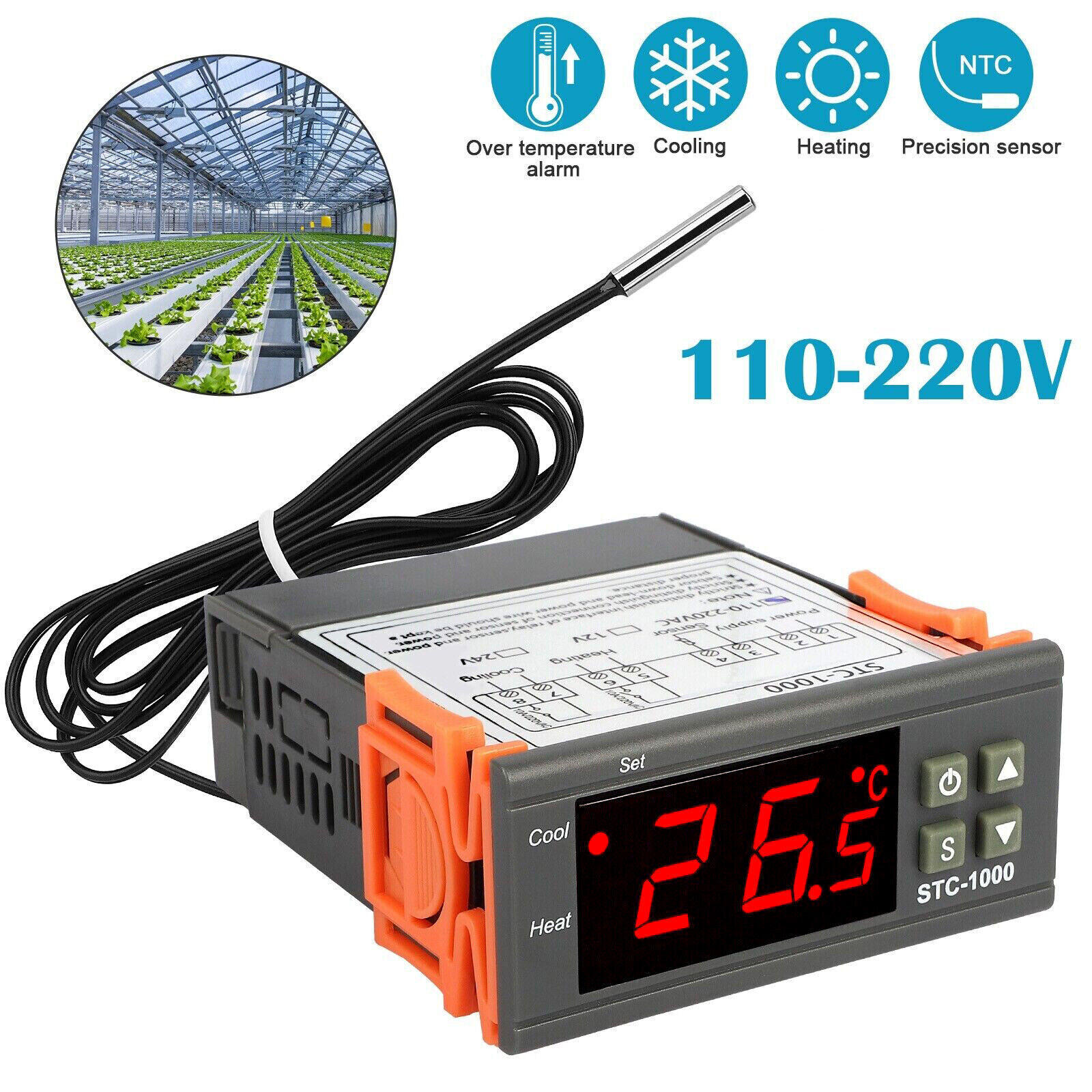 STC-1000 Digital Temperature Controller Thermostat Universal w Sensor/AC 110V US