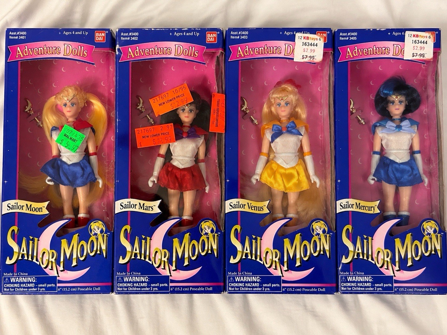 Vintage 1995 Bandai Sailor Moon Adventure Dolls – Lot of 4. New old stock