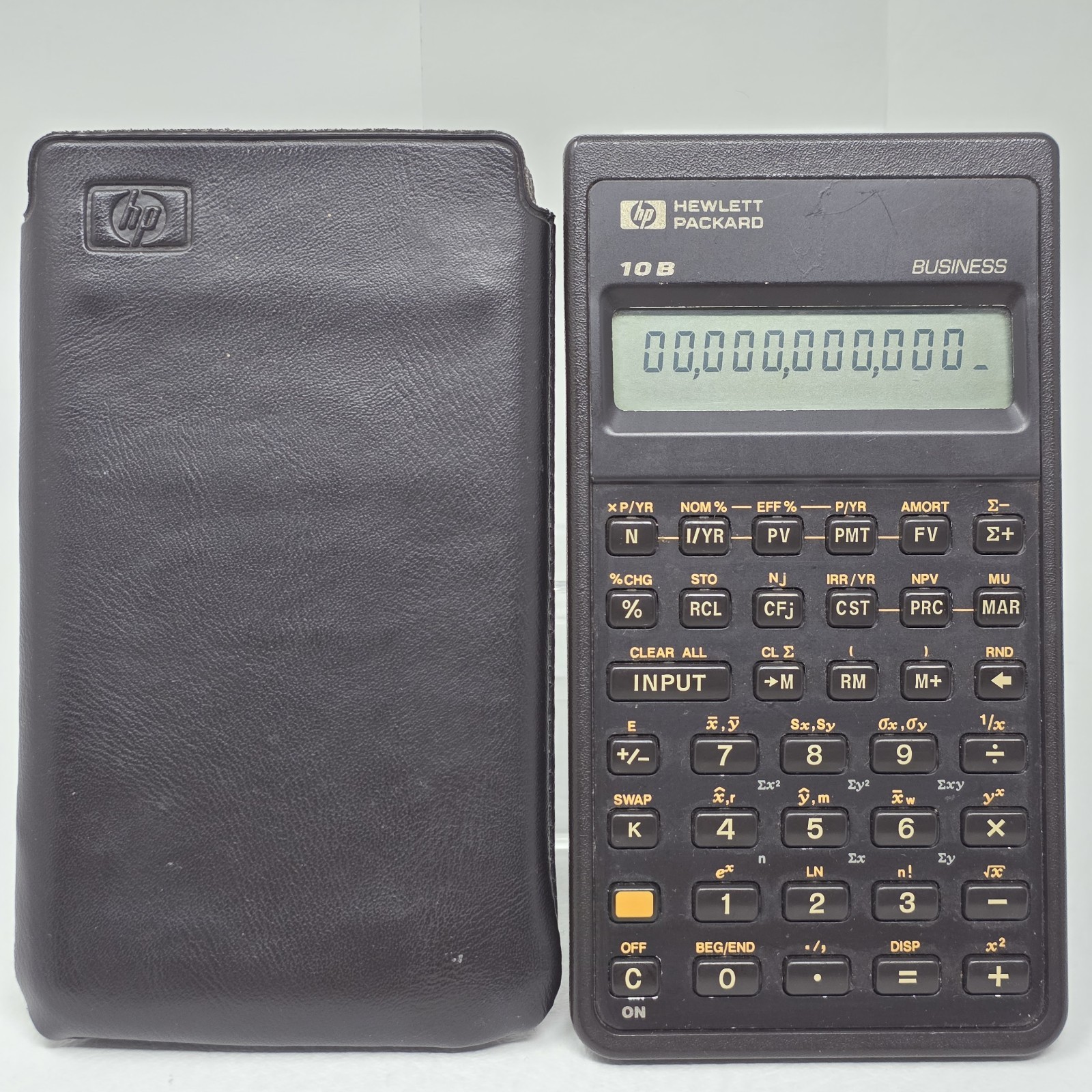 Vintage Hewlett Packard HP 10B Business Calculator 1987 W/Soft Leather Slip Case