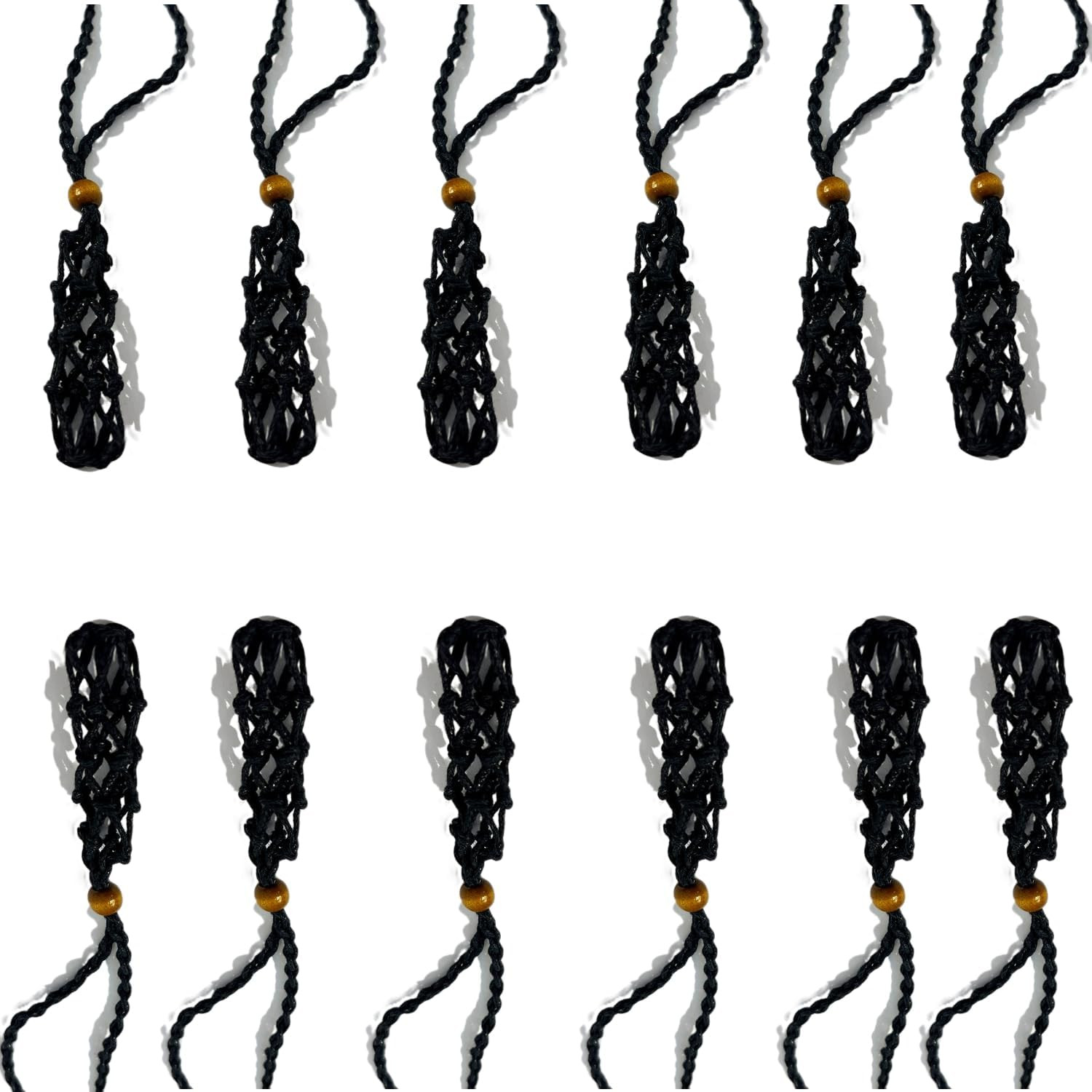 12PCS Handmade Black Necklace Crystal Holders Cord, S