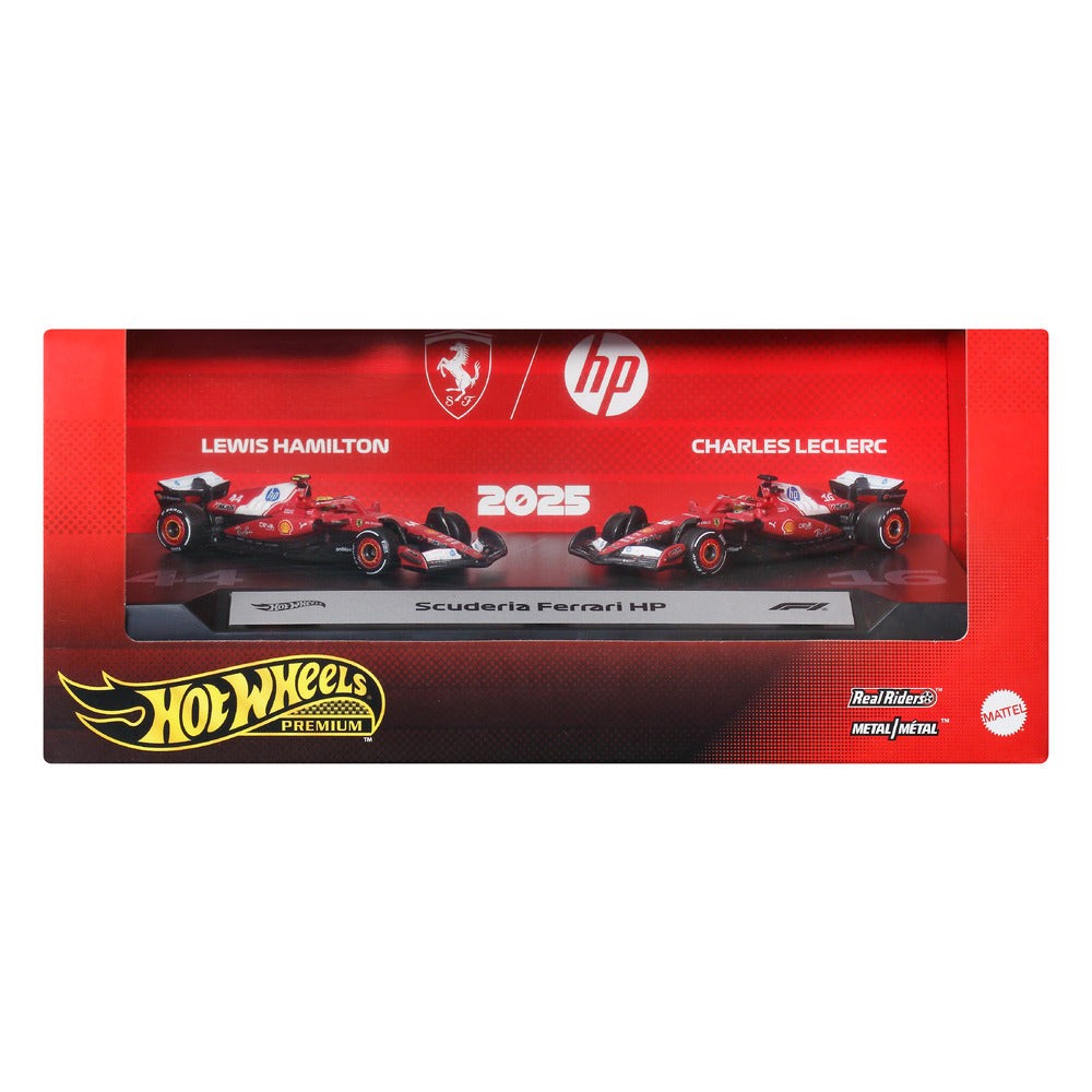 2026 Hot Wheels Premium Scuderia Ferrari HP Racing F1 Team 2-Pack 2026 Hot Wheels Premium Scuderia Ferrari HP Racing F1 Team 2-Pack