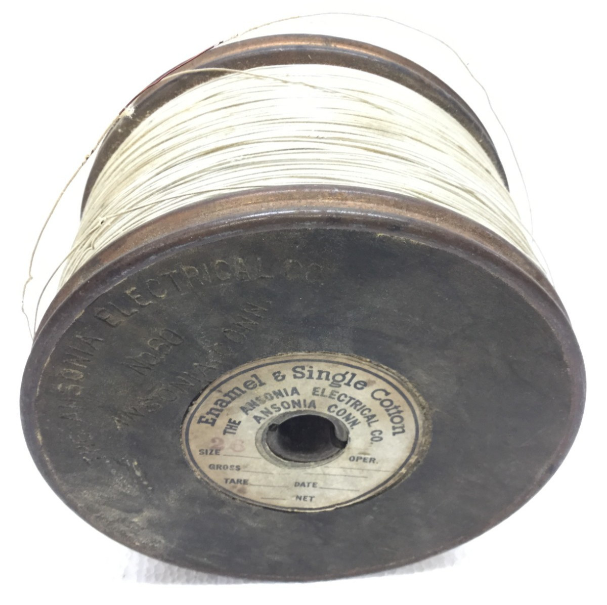Large Antique Wooden Spool Enamel Cotton Wire Size 26 Ansonia Electrical 10lbs Large Antique Wooden Spool Enamel Cotton Wire Size 26 Ansonia Electrical 10lbs