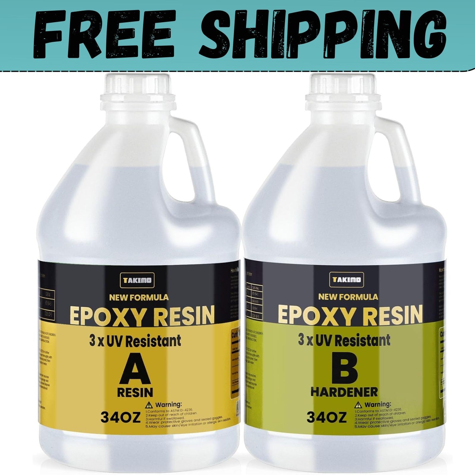 68OZ 3×UV Resistant Resin Kit,No Bubble & Crystal Clear Epoxy Resin for Coating,