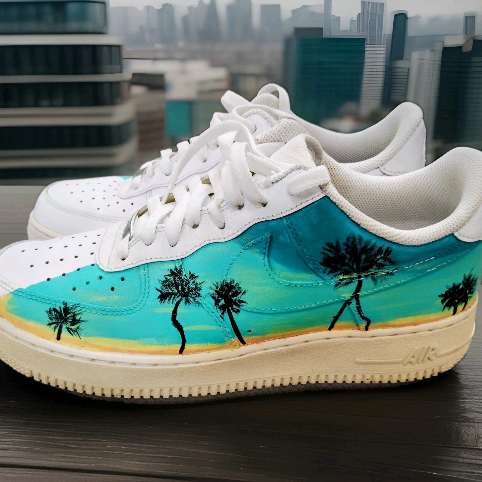 Nike Air Force 1 hand painted custom Low Top Sneakers White Palm Tree Mens 10 Nike Air Force 1 hand painted custom Low Top Sneakers White Palm Tree Mens 10