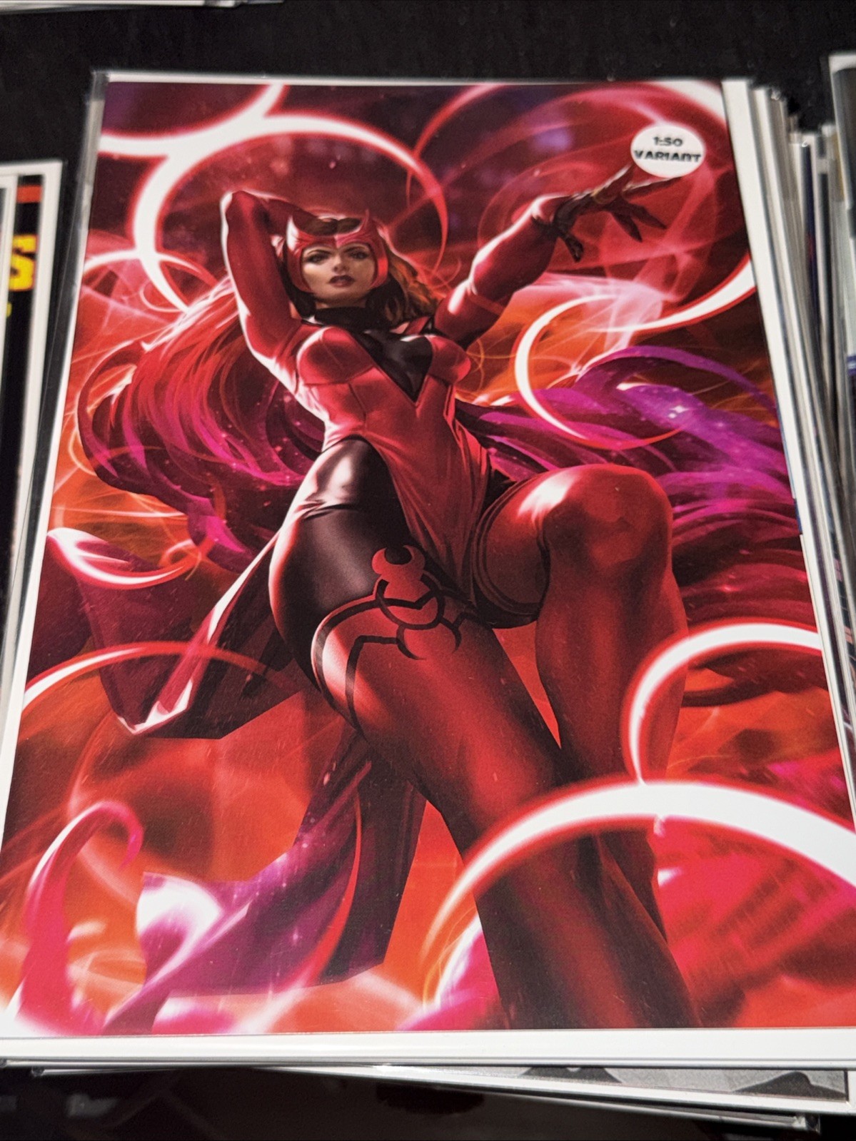 AVENGERS #1 (2023) 1:50 DERRICK CHEW SCARLET WITCH VIRGIN VARIANT