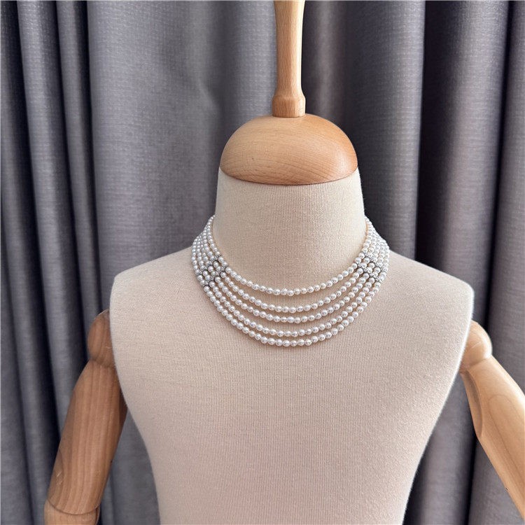 Multi-Layer Freshwater Pearl Choker Necklace Elegant Women Jewelry Gift