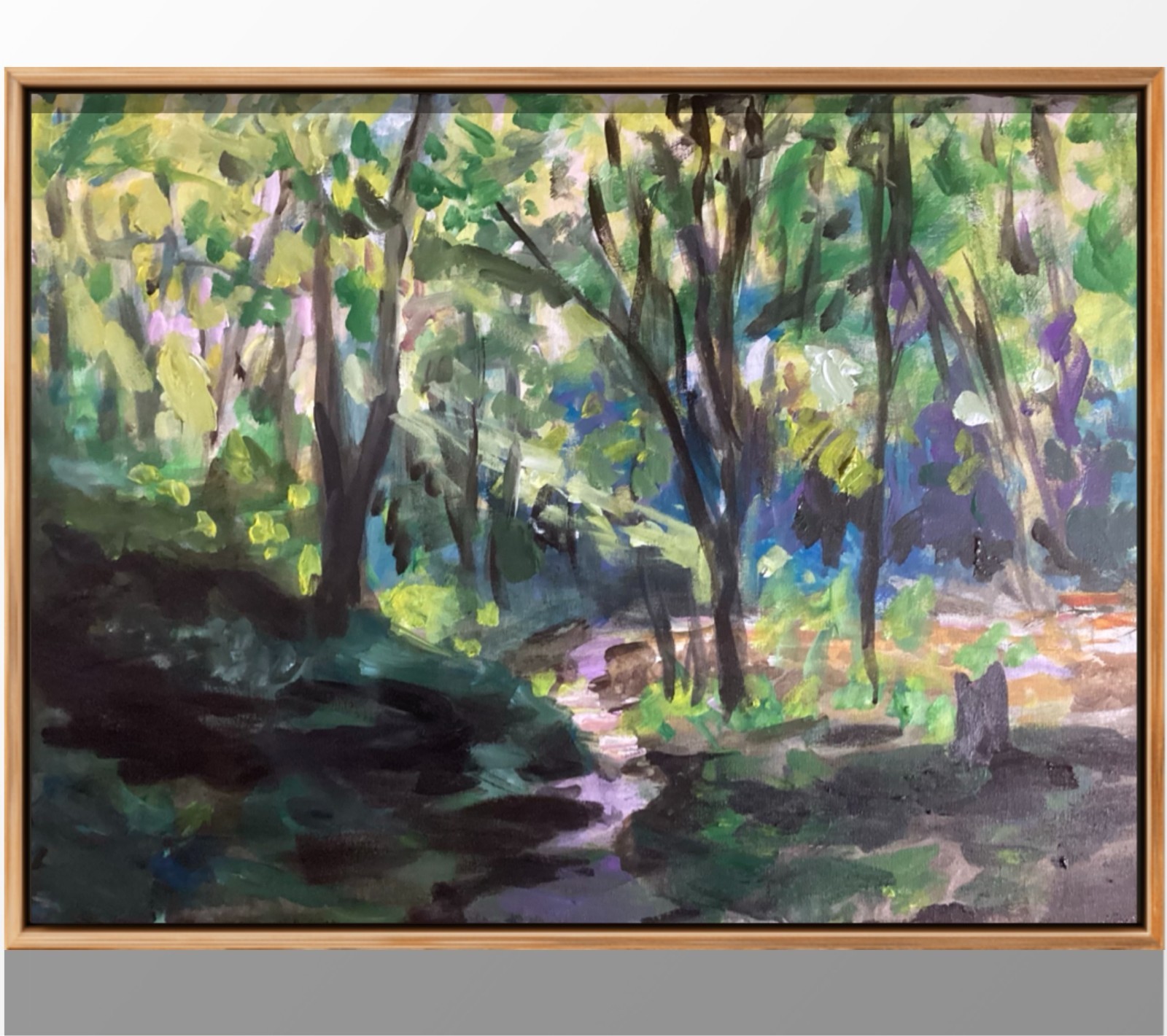 PDQ Artist Original Painting Landscape Forest Light Impressionism Acrylics 18x24