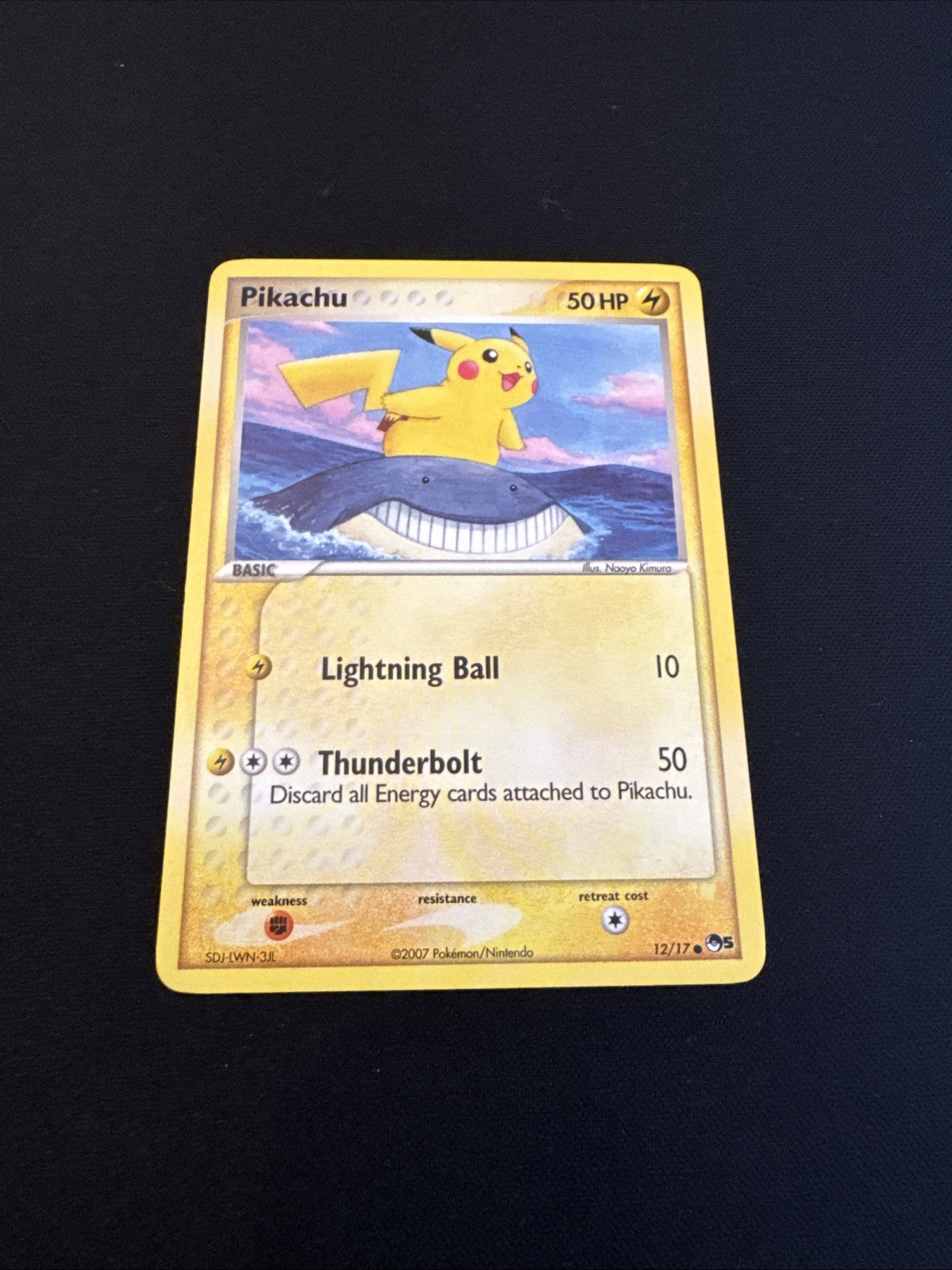 2007 Pokemon Pikachu 12/17 Pop Series 5 Non-Holo Card LP 2007 Pokemon Pikachu 12/17 Pop Series 5 Non-Holo Card LP