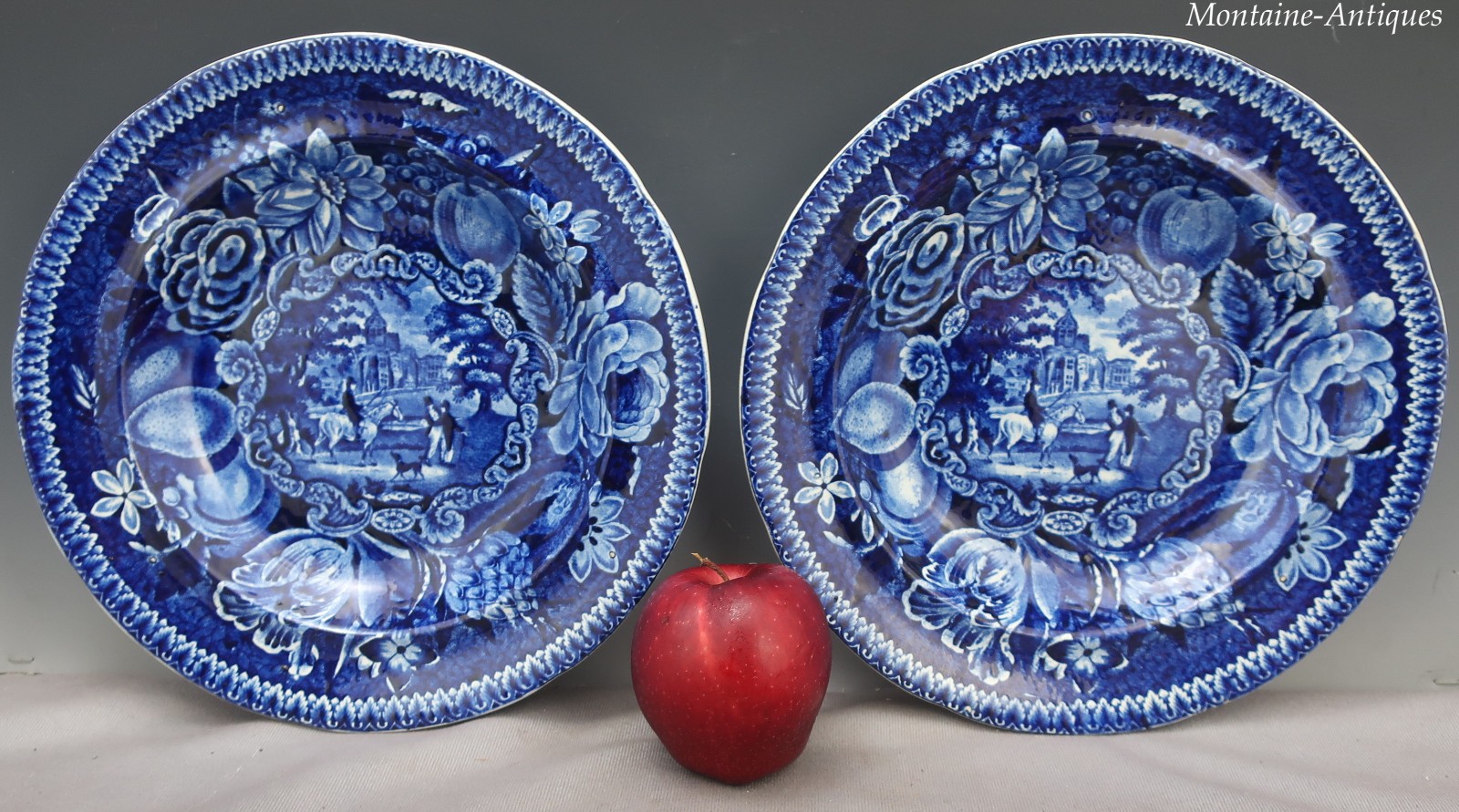 Pair Historic Blue Staffordshire Bowls ca. 1825