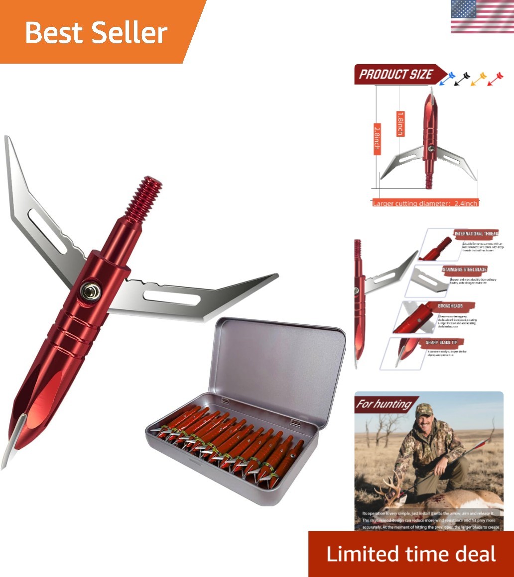 Professional 12pcs Broadhead Set - 100 Grain Stainless Steel for Precision
