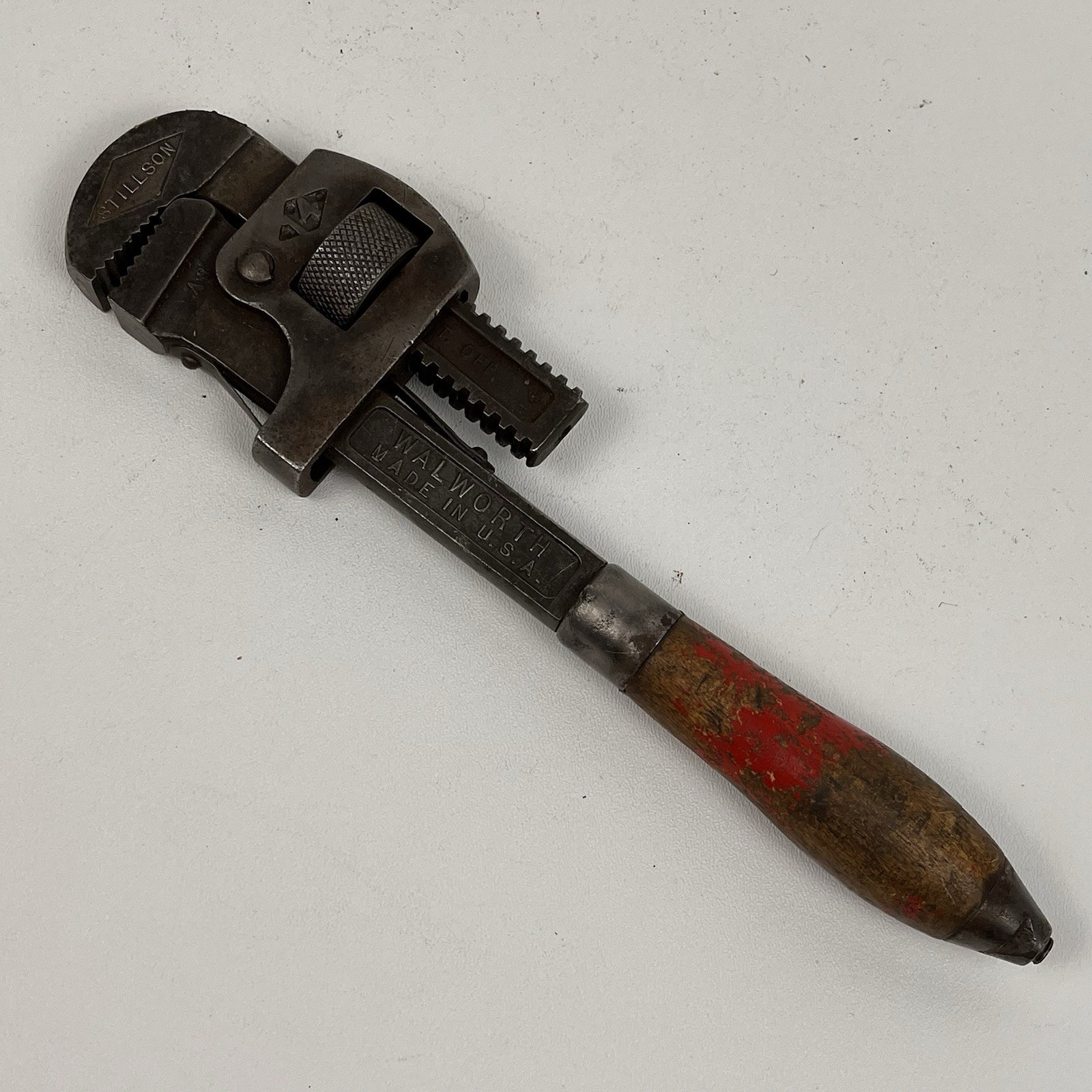 Vintage Walworth Stillson No 14 Pipe Wrench Red Wood Handle USA Vintage Walworth Stillson No 14 Pipe Wrench Red Wood Handle USA