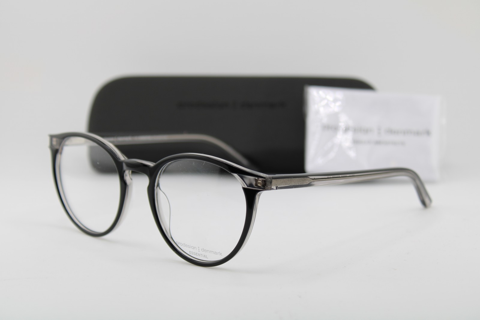 NEW PRODESIGN DENMARK 3641 C.6032 BLACK CLEAR SILVER AUTHENTIC EYEGLASSES 50-20 NEW PRODESIGN DENMARK 3641 C.6032 BLACK CLEAR SILVER AUTHENTIC EYEGLASSES 50-20
