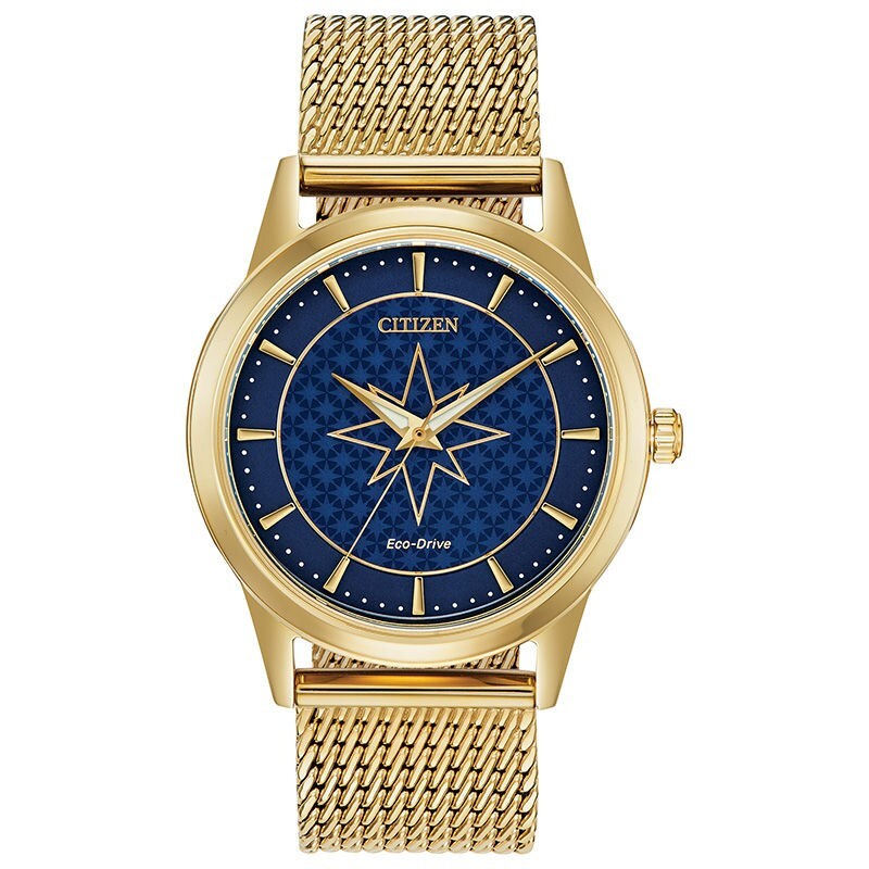 New Citizen Unisex Eco-Drive Captain Marvel Blue Dial Gold Tone Bracelet Watch New Citizen Unisex Eco-Drive Captain Marvel Blue Dial Gold Tone Bracelet Watch