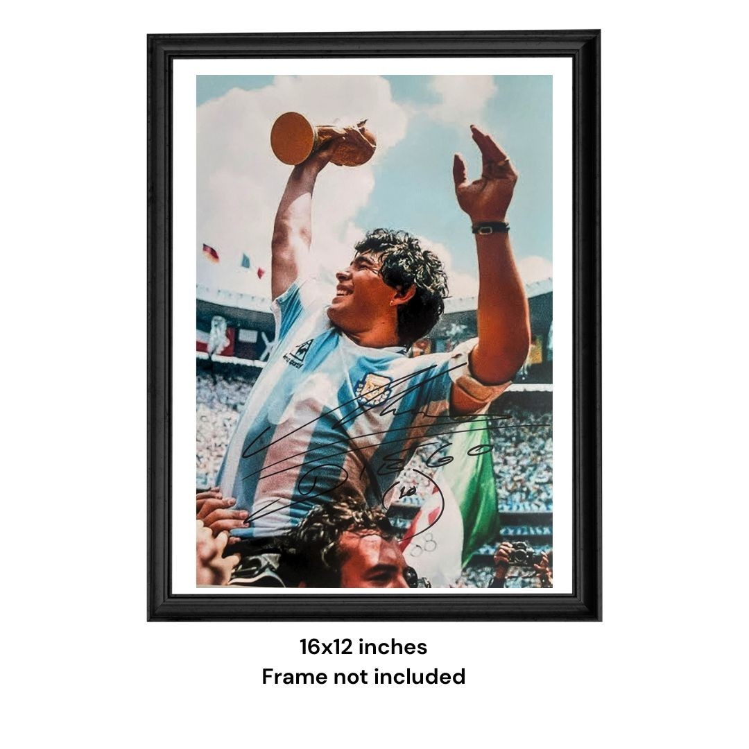 Diego Maradona Hand Signed World Cup Autograph 16x12 Photo - PSA Approved & COA