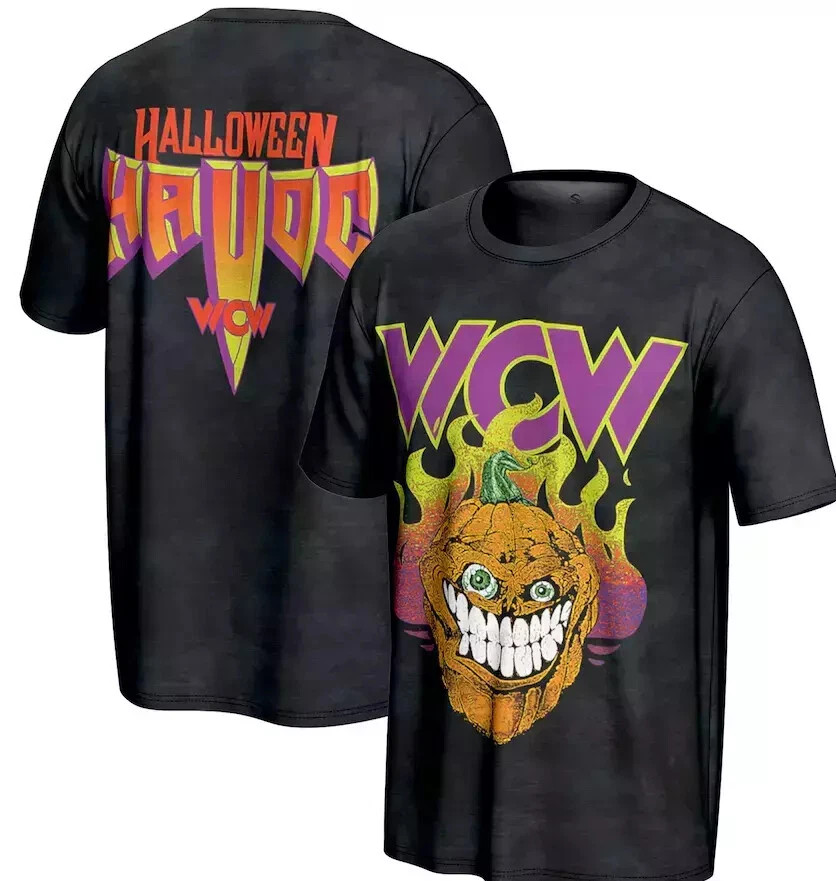 SALE  Men's ProSphere Black WCW Halloween Havoc Pumpkin T-Shirt 2024