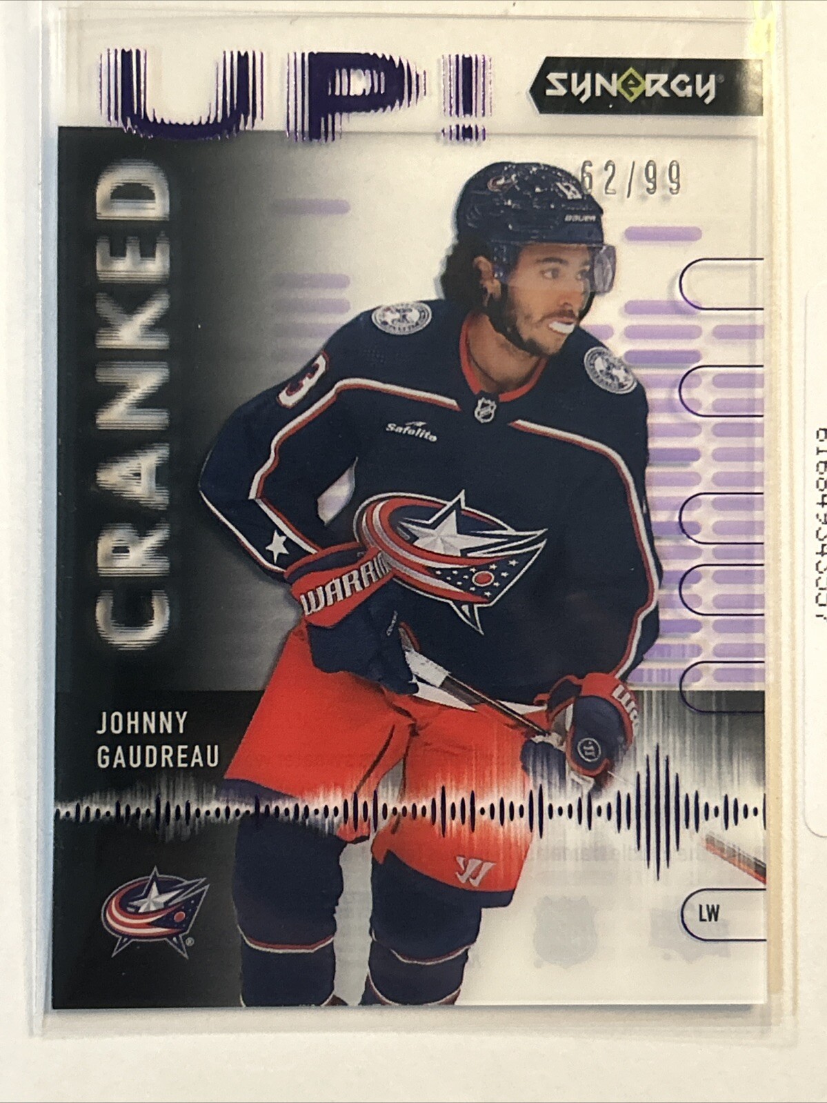 2022-23 UD Synergy JOHHNY GAUDREAU Cranked Up Purple (Rare #d/99) #CU-JG 2022-23 UD Synergy JOHHNY GAUDREAU Cranked Up Purple (Rare #d/99) #CU-JG