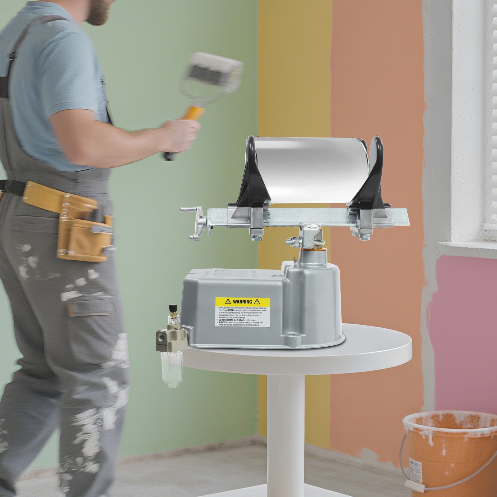 Pneumatic Paint Shaker Mixer Air Operated Paint Can Shaker with Adjustable Clamp