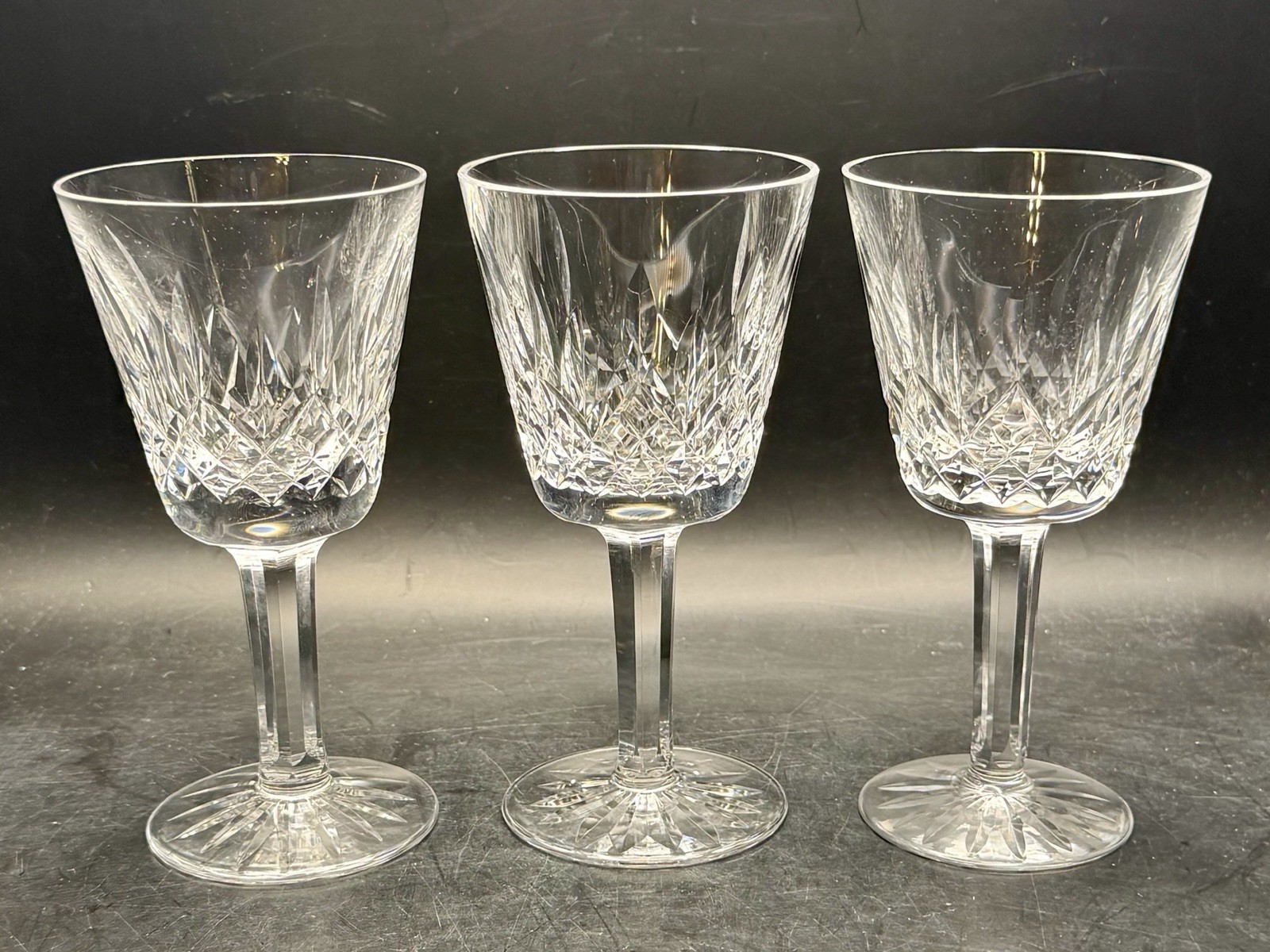 Set of 3 Waterford Crystal Lismore Claret Wine Glasses 5 7/8\ Set of 3 Waterford Crystal Lismore Claret Wine Glasses 5 7/8\