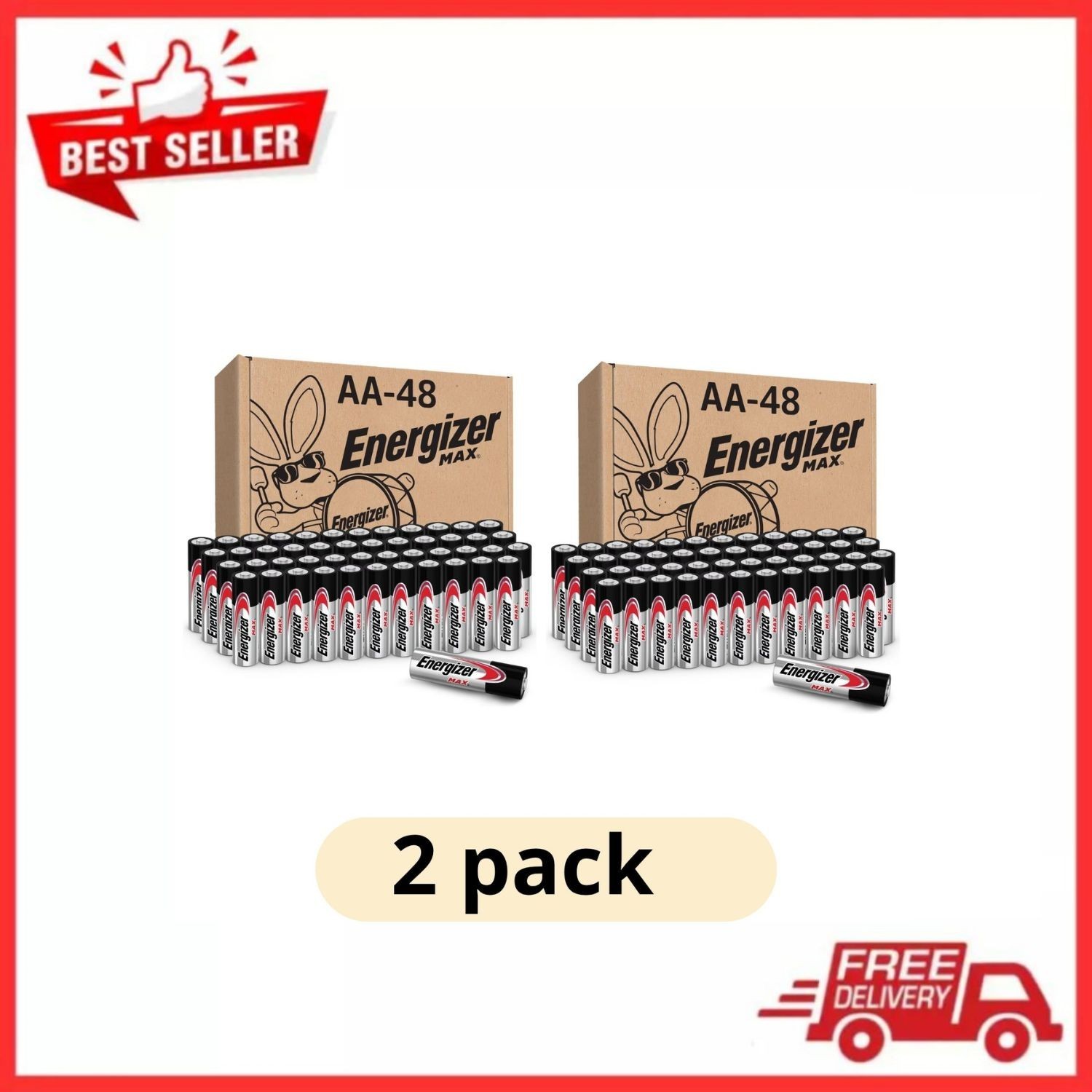 (2 pack) Energizer MAX AA Alkaline Batteries 48 Pack Long Lasting Power (2 pack) Energizer MAX AA Alkaline Batteries 48 Pack Long Lasting Power