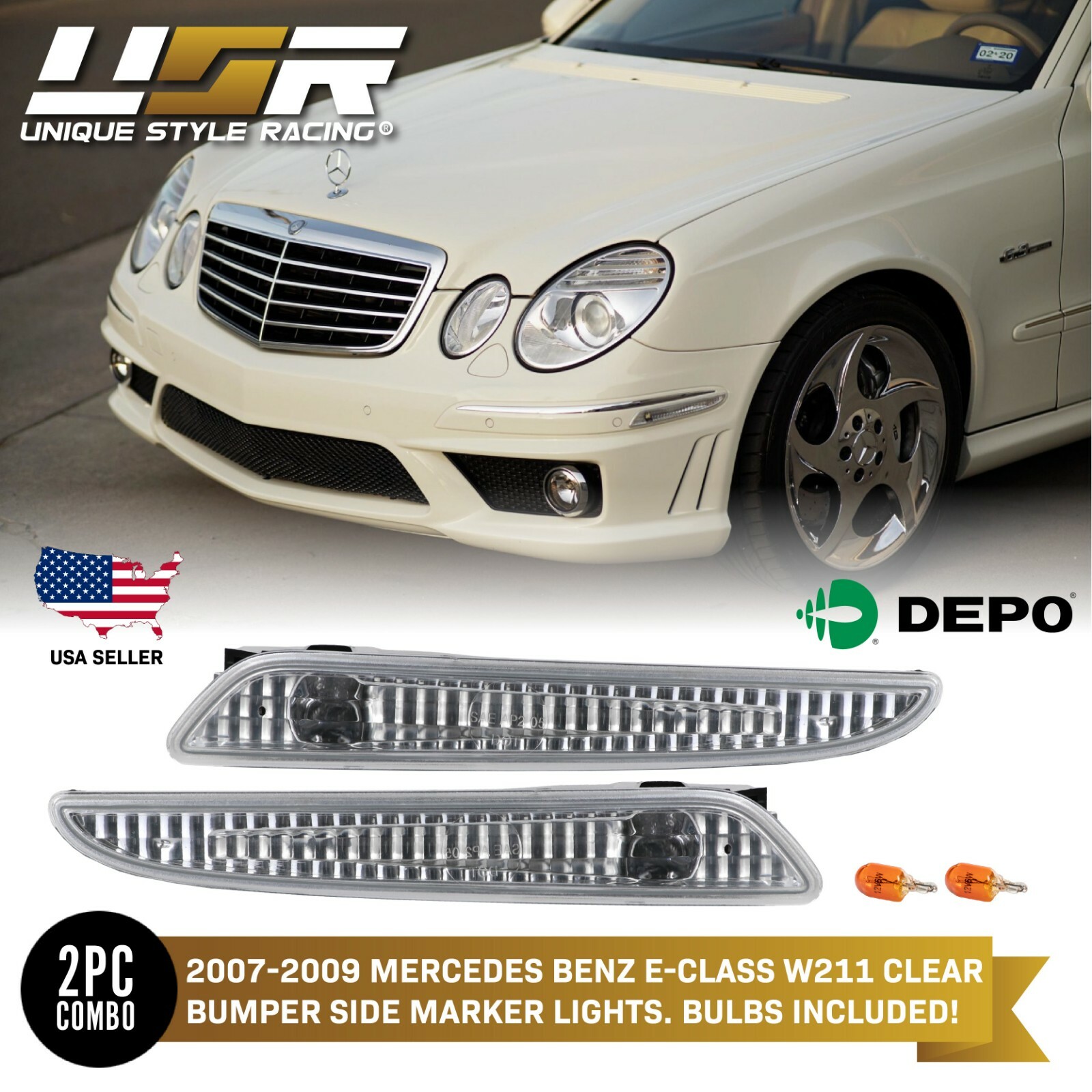 Euro Clear Bumper Side Marker Lights For 2007-2009 Mercedes Benz W211 E Class Euro Clear Bumper Side Marker Lights For 2007-2009 Mercedes Benz W211 E Class