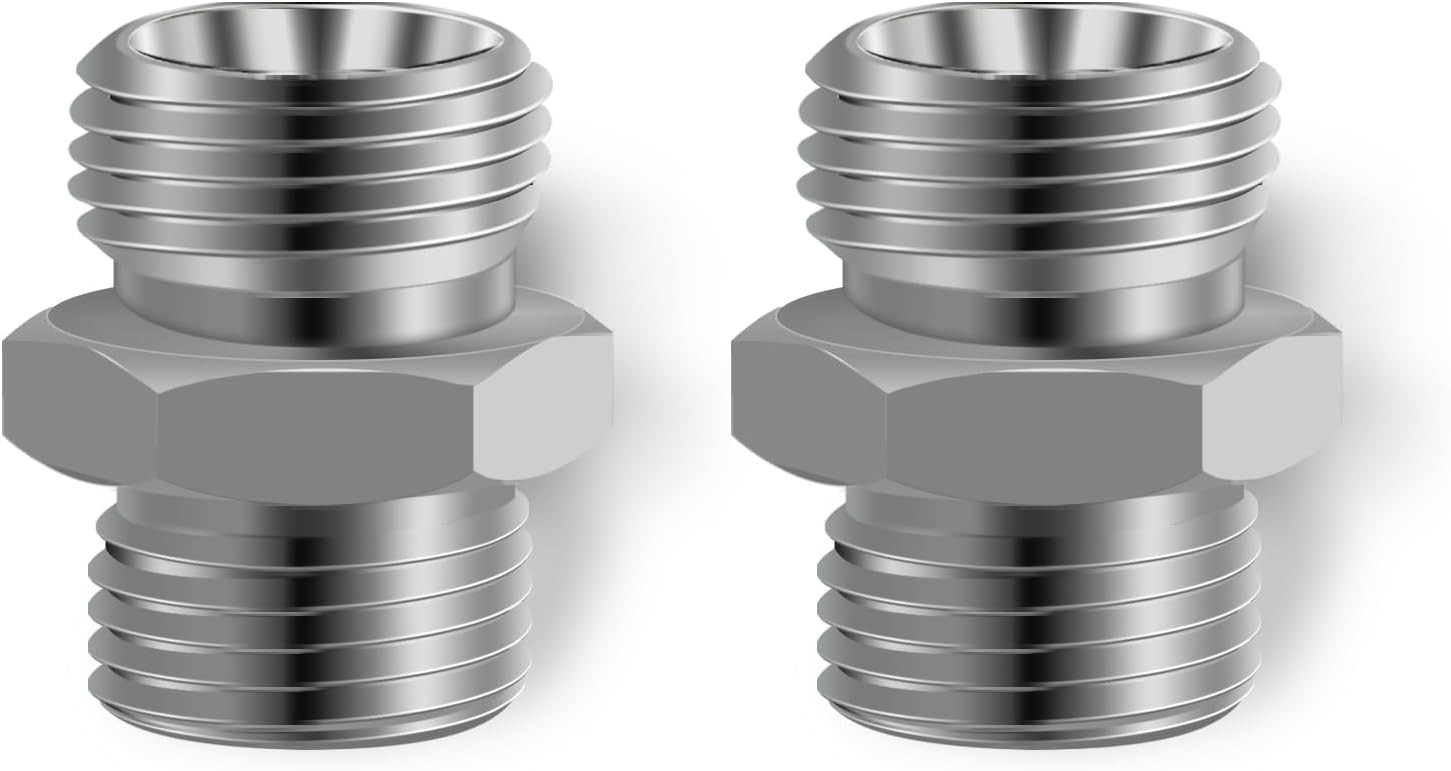 2pcs M16 to M16 Carbon Stee Fittings Adapters for Mini Excavator Adapting, Reduc