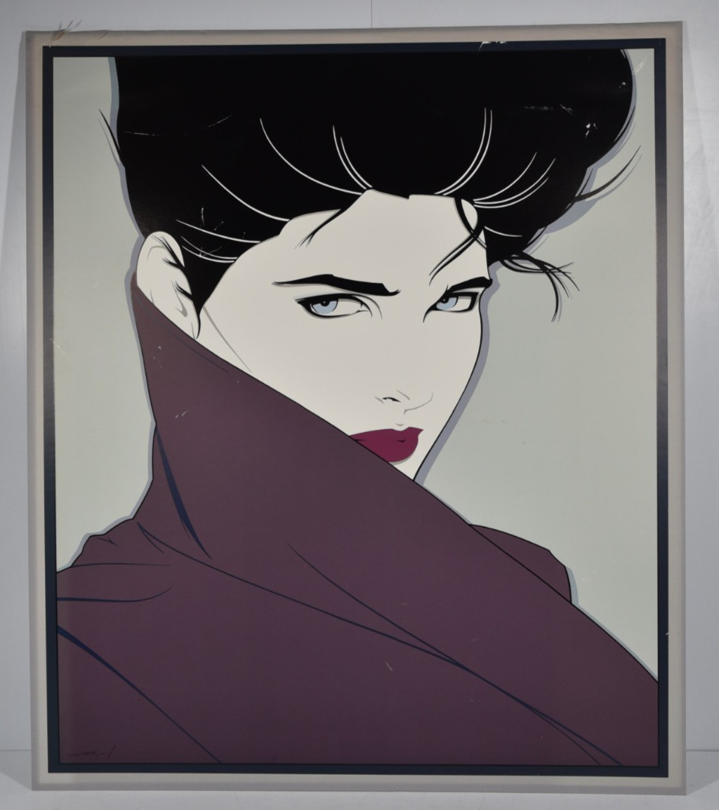 Vintage Patrick Nagel Art Print Fashionable Woman 1980\'s Retro Fashion 27x24\