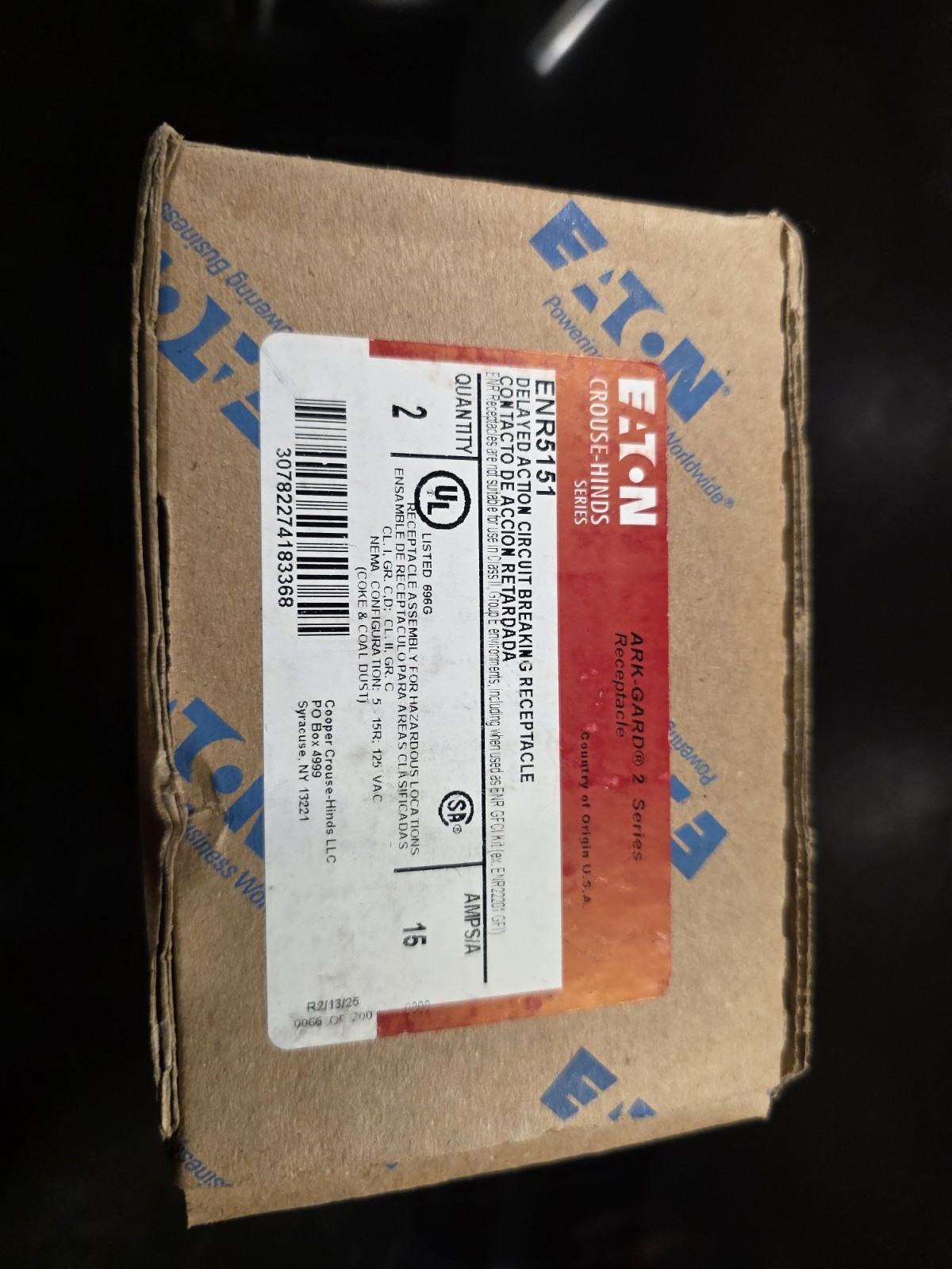 Eaton Crouse Hinds ENR5151 Explosion-Proof Rec 2P3W 15A 125 Single Unit Eaton Crouse Hinds ENR5151 Explosion-Proof Rec 2P3W 15A 125 Single Unit