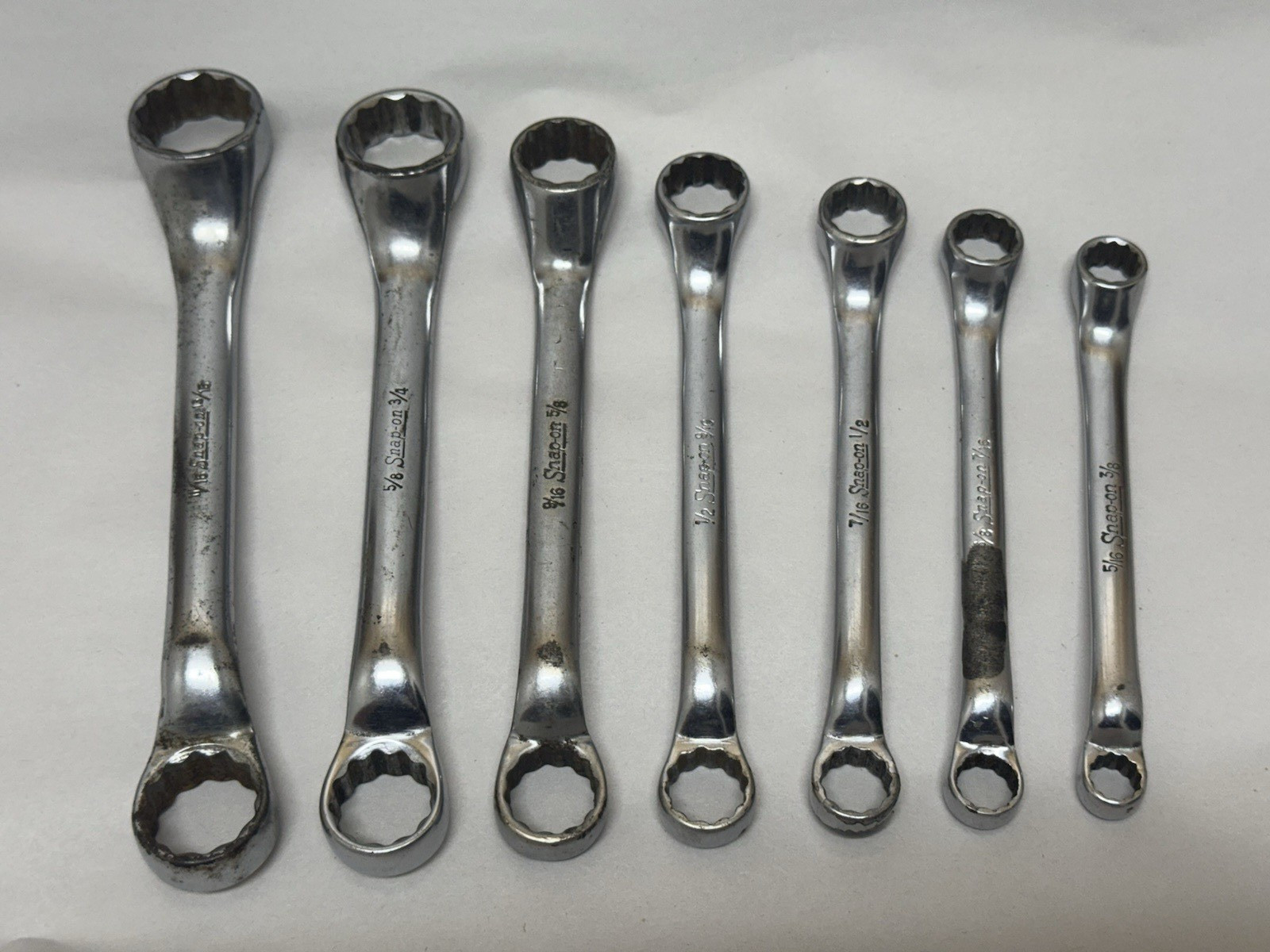 USA Snap-On 7 pc Short SAE Double Box End Wrench Set 5/16 to 13/16\