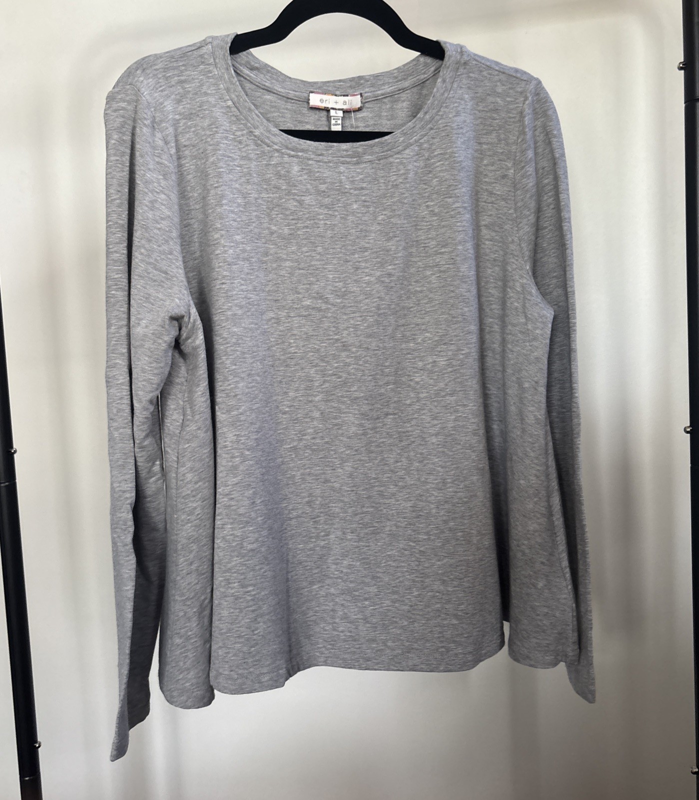 NWT Anthropologie eri + ali Long Sleeve Gray Relaxed Fit Swing Top