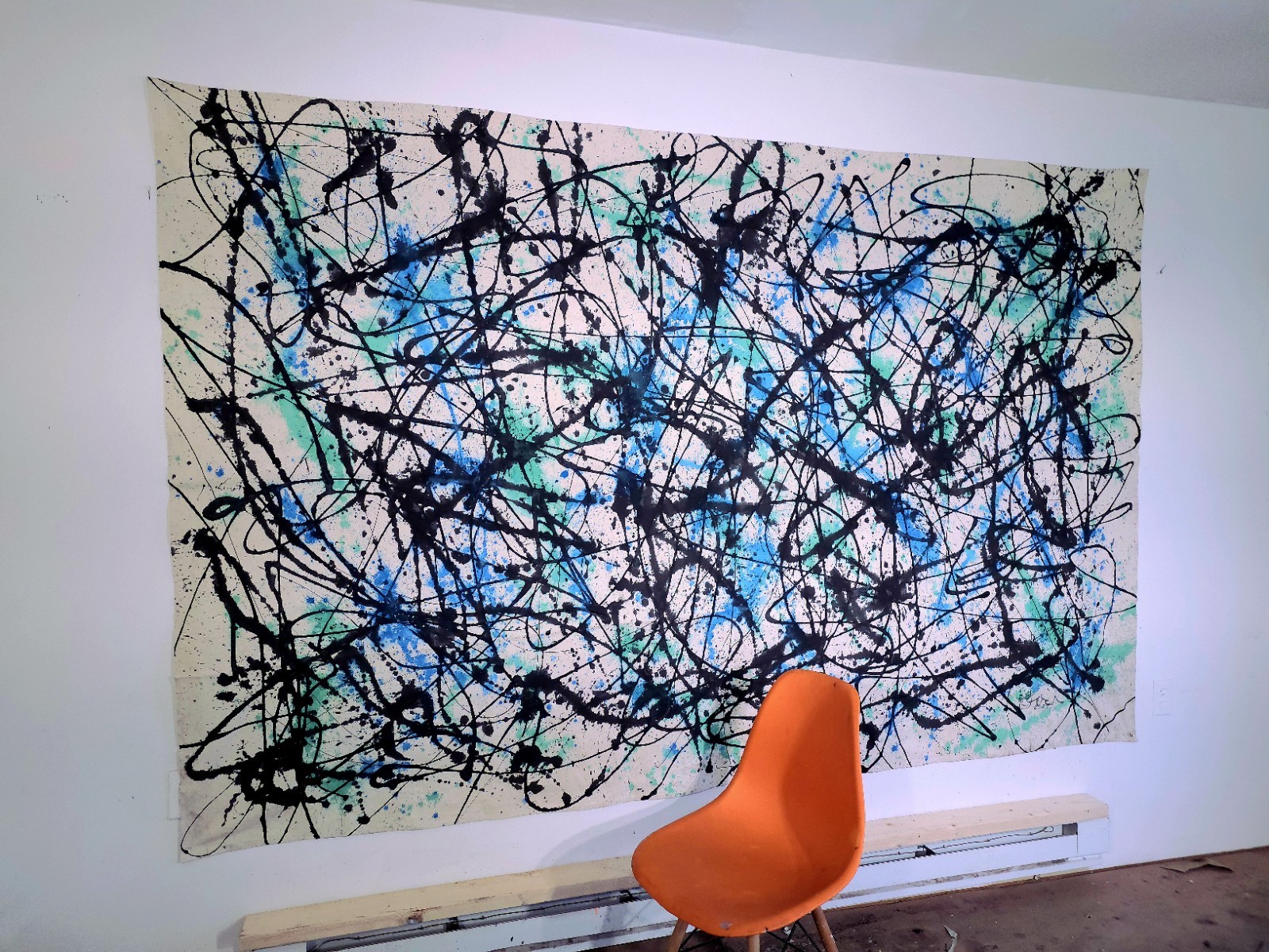 MUSEUM SIZE Abstract Painting Mid Century Modern Original Jackson Pollock Style MUSEUM SIZE Abstract Painting Mid Century Modern Original Jackson Pollock Style