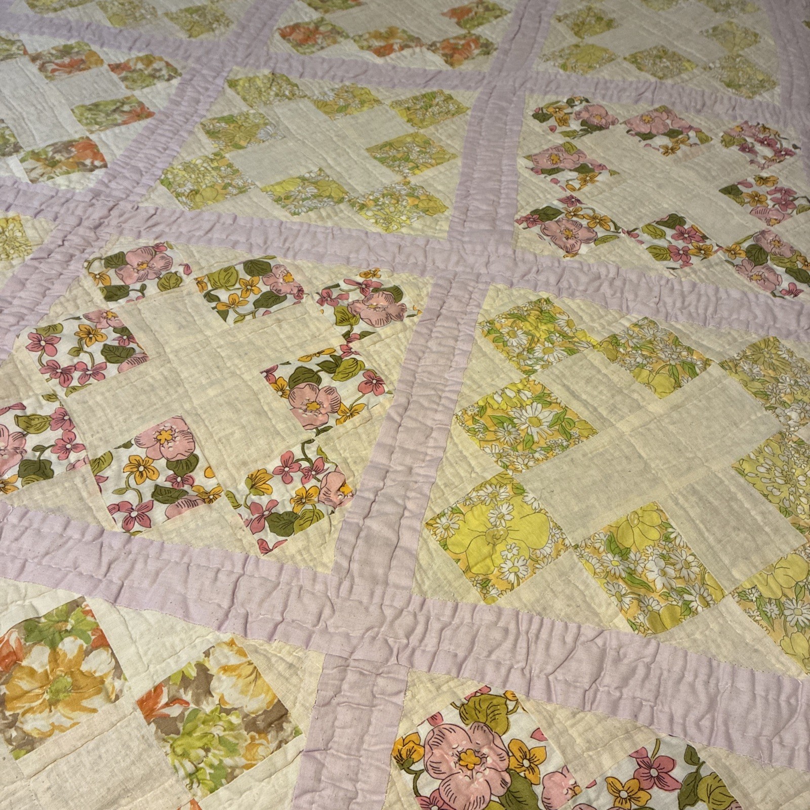 Antique 1920s Hand Quilted Patchwork Quilt 76x 86 Antique 1920s Hand Quilted Patchwork Quilt 76x 86