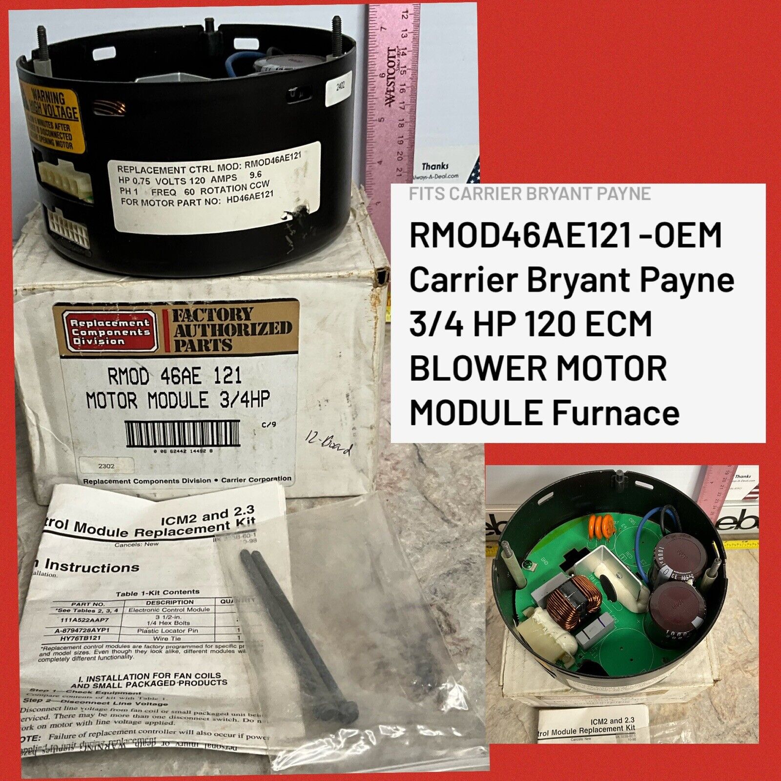 RMOD46AE121 OEM Carrier Bryant Payne 3/4 HP 120 ECM BLOWER MOTOR MODULE Furnace