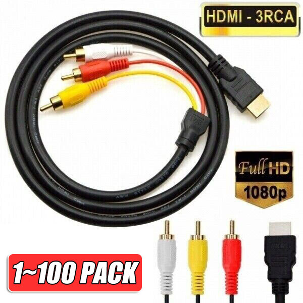 HDMI To RCA AV Adapter Converter Cable CVBS 3RCA 1080P Composite Video Audio Lot