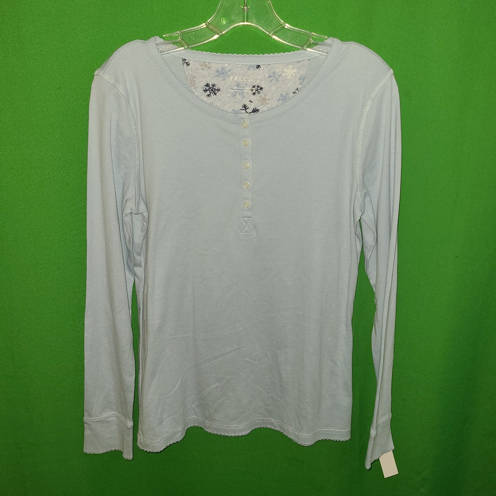 1335) NWT TALBOTS small blue henley tee cotton long sleeve new 