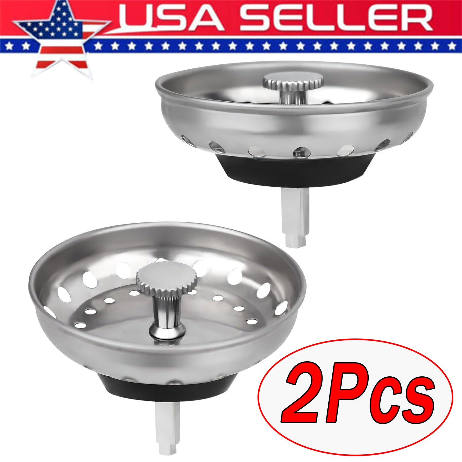 2 Pcs Stainless Steel Home Kitchen Sink Drain Stopper Basket Strainer Waste Plug 2 Pcs Stainless Steel Home Kitchen Sink Drain Stopper Basket Strainer Waste Plug