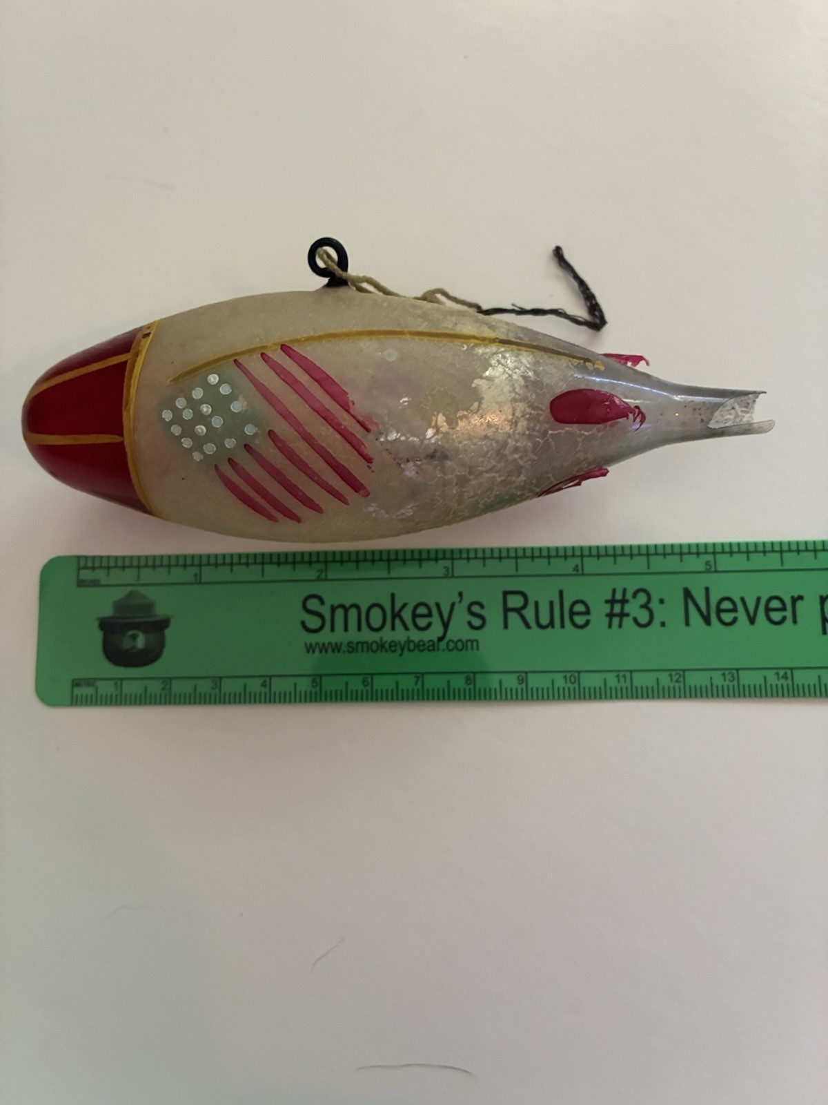 C1915 Antique German Zeppelin American Flags Painted Ornament As Found Cond C1915 Antique German Zeppelin American Flags Painted Ornament As Found Cond