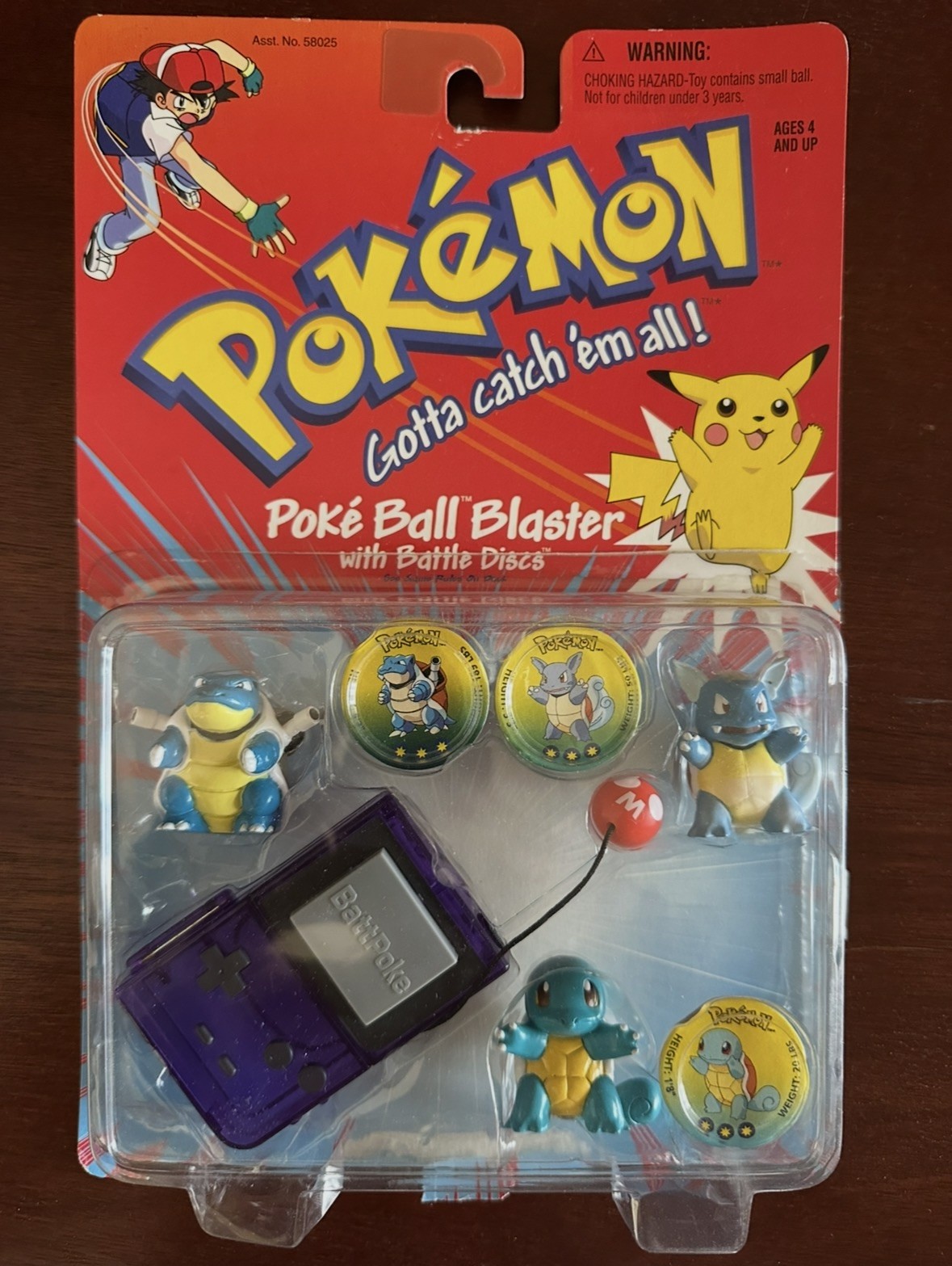 1999 Hasbro Pokemon Poke Ball Blaster Squirtle Wartortle Blastoise all 3 coins