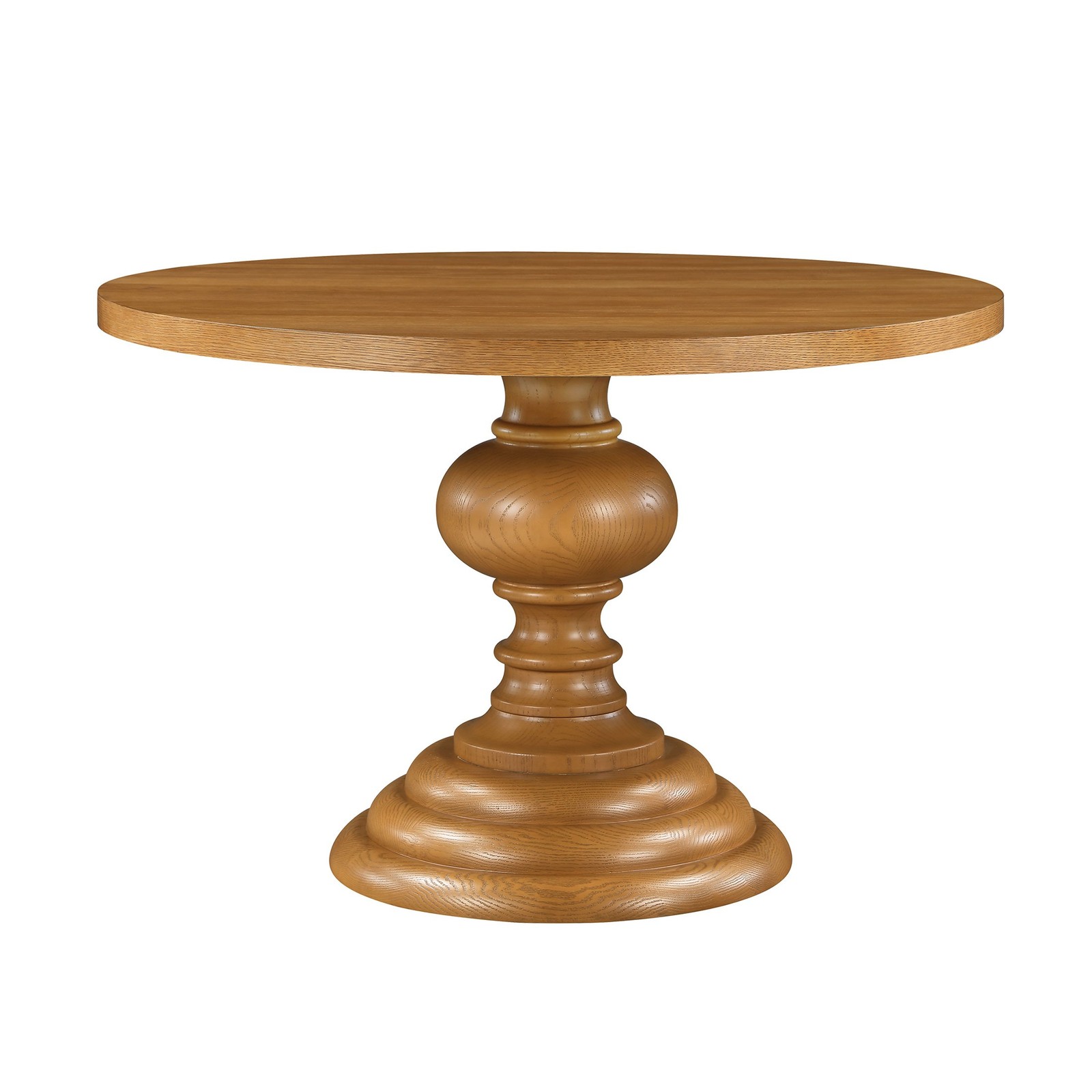 My Texas House Perry Round Dining Table, Warm Brown Finish, Box 2