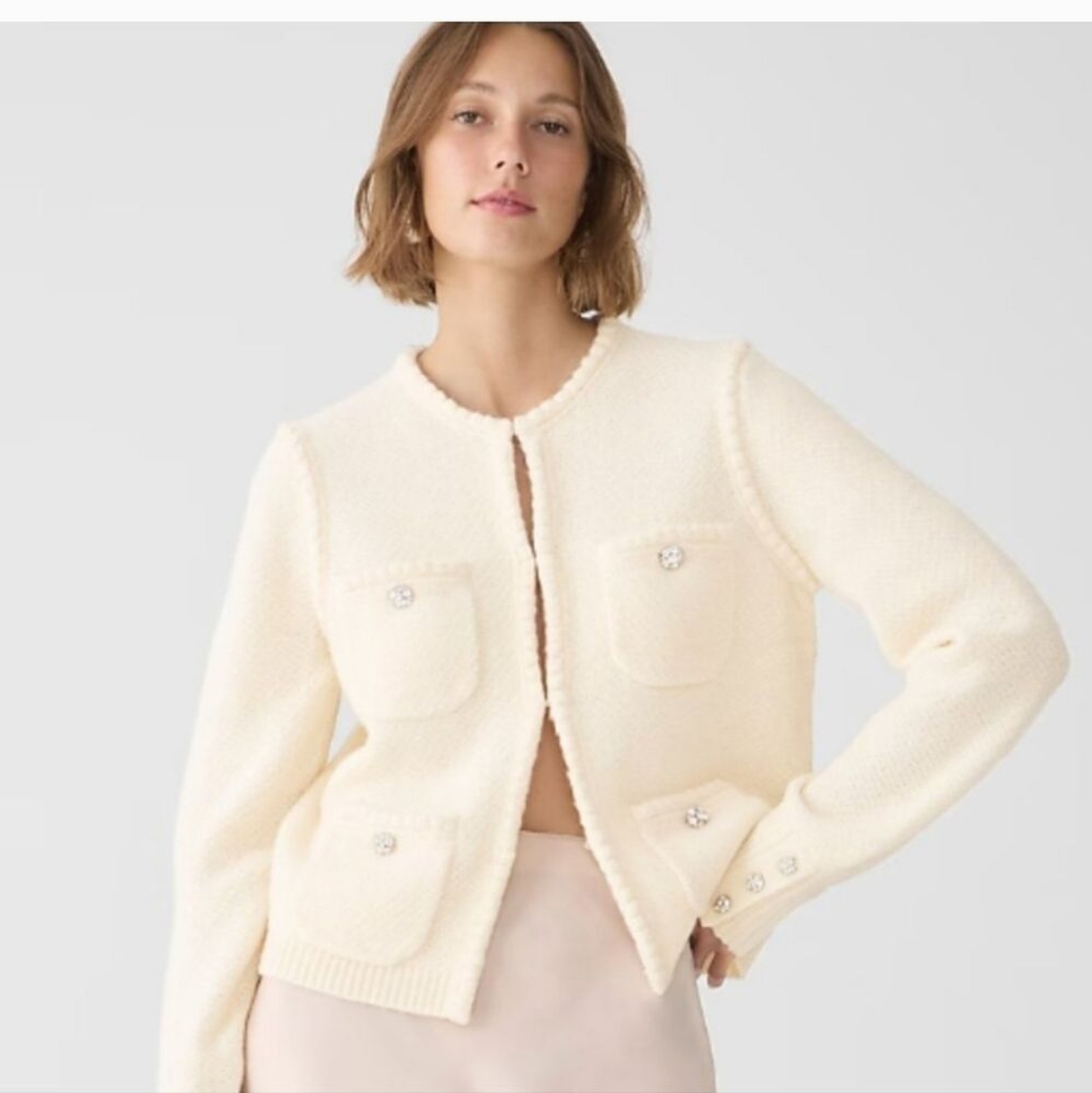 NWT J. Crew Odette Sweater Lady Jacket with Jewel Buttons small NWT J. Crew Odette Sweater Lady Jacket with Jewel Buttons small