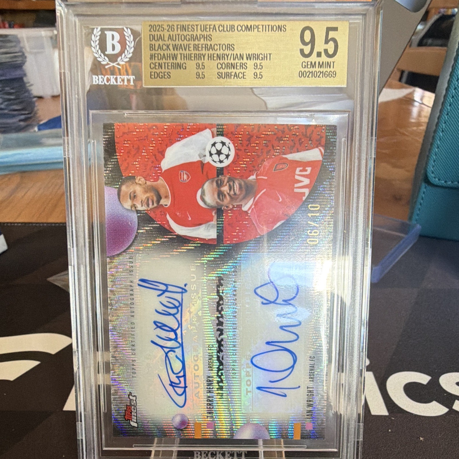 25-26 Finest Uefa Club Dual Auto Black /10 Thierry Henry Ian Wright Arsenal