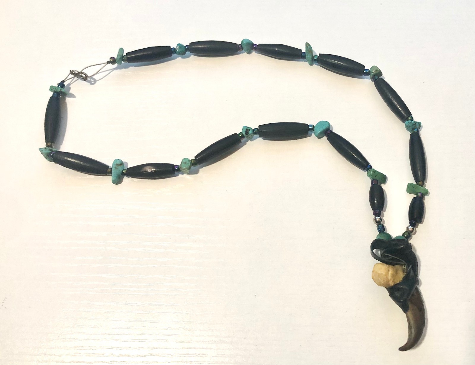 Native American Turquoise Coyote Claw Necklace